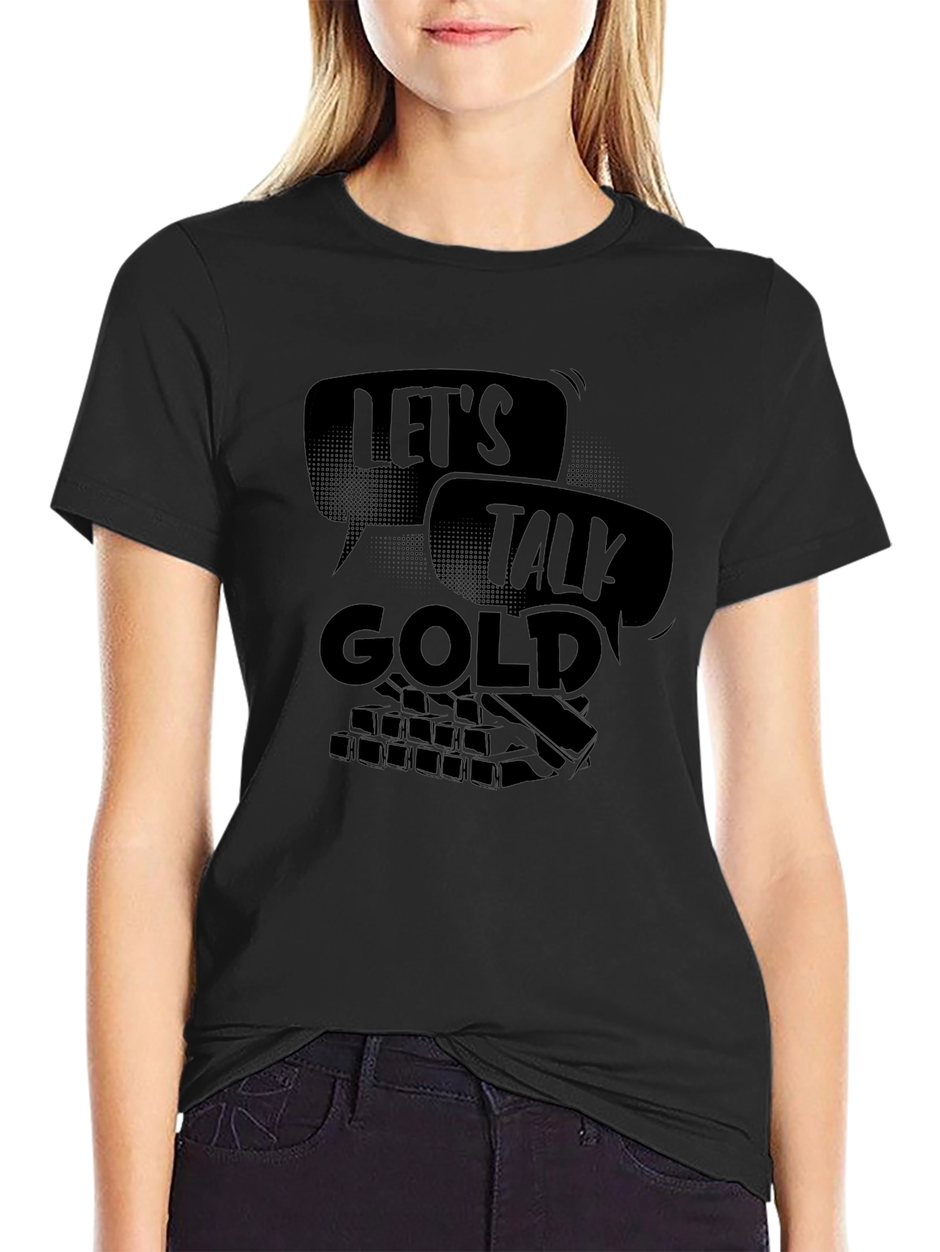 Lets Talk Gold Graphic T-Shirt - Black