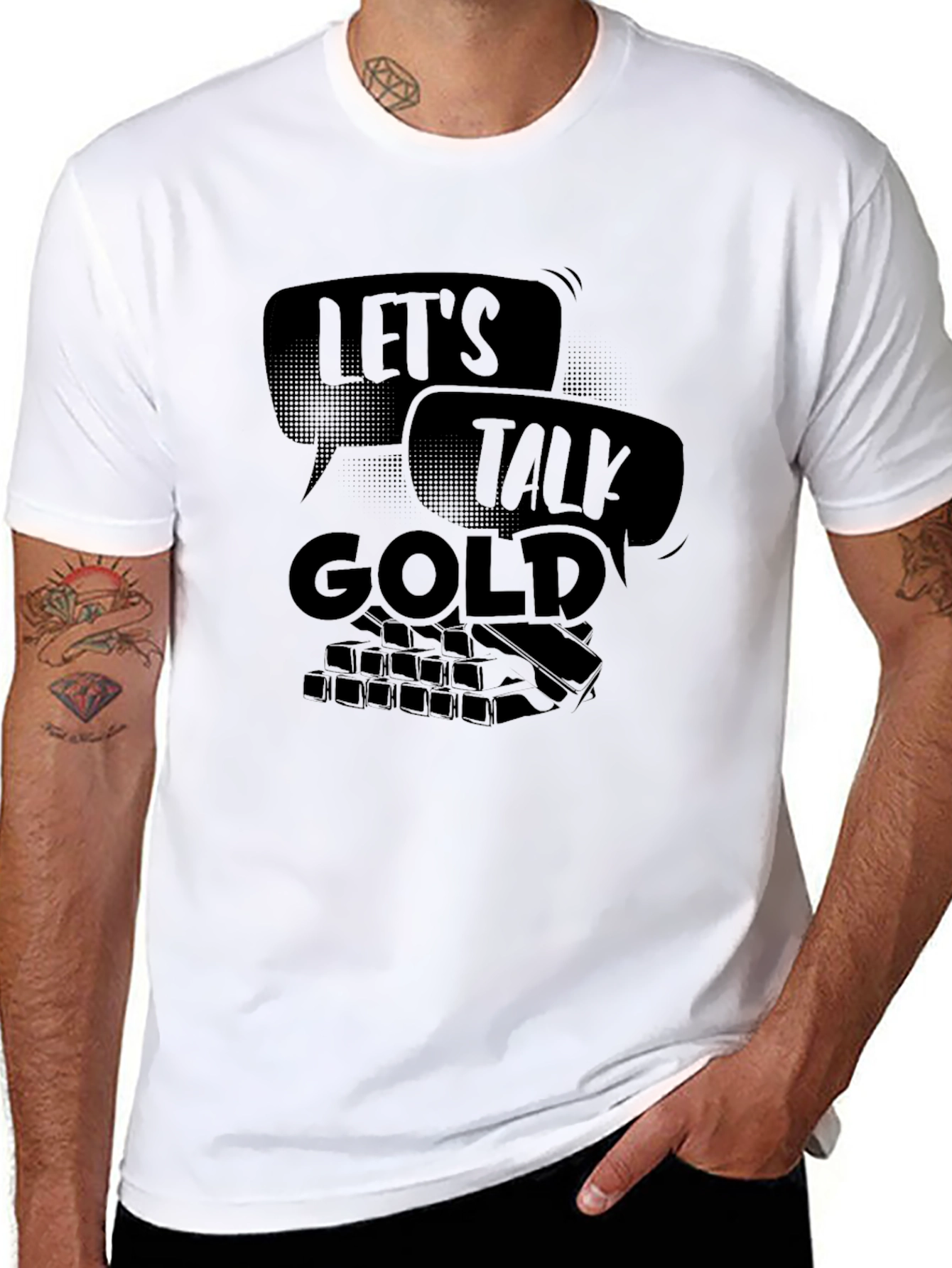 Lets Talk Gold Graphic T-Shirt - Black