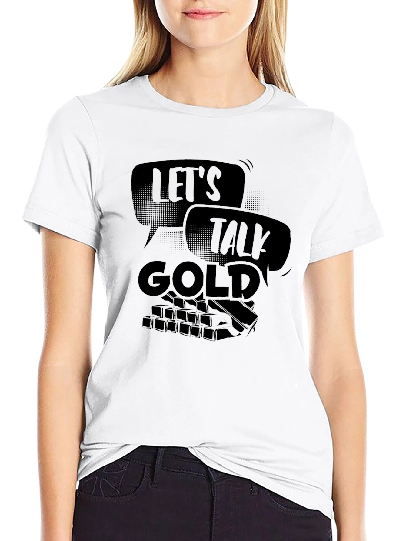 Lets Talk Gold Graphic T-Shirt - Black