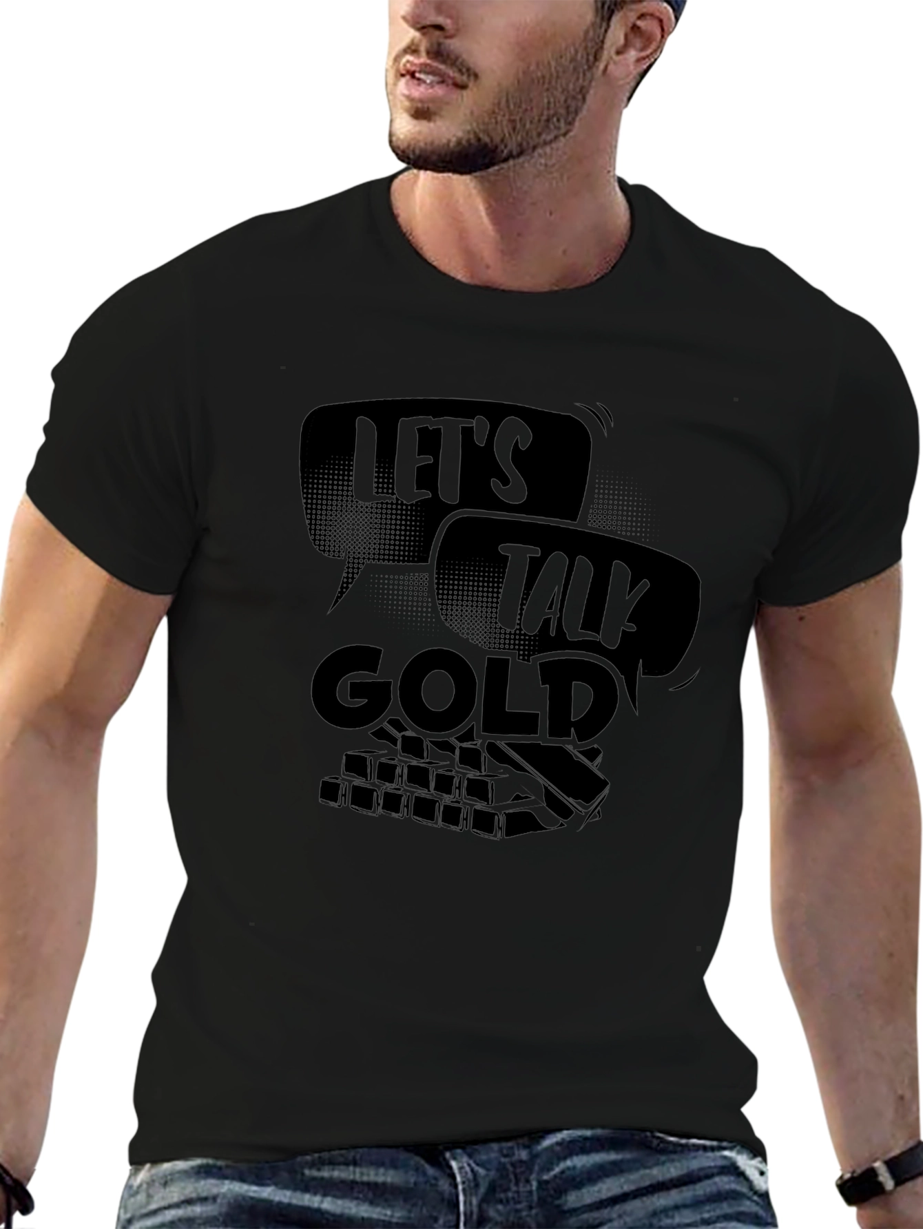Lets Talk Gold Graphic T-Shirt - Black