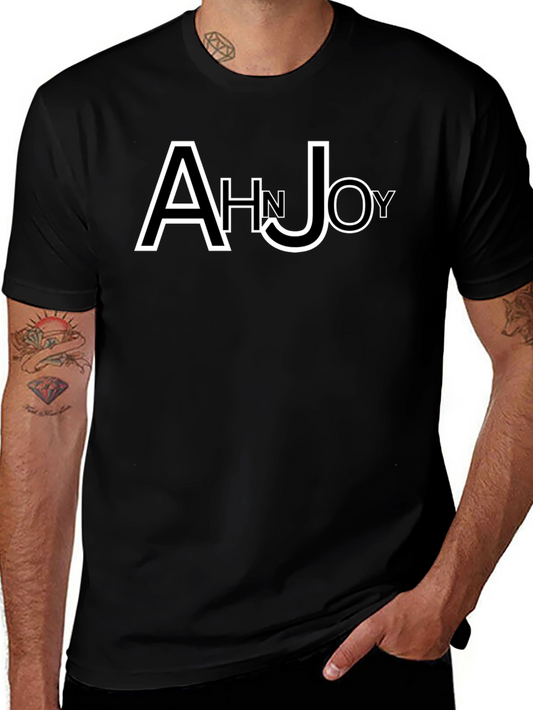 Ahn Joy Black T-Shirt with Unique Lettering
