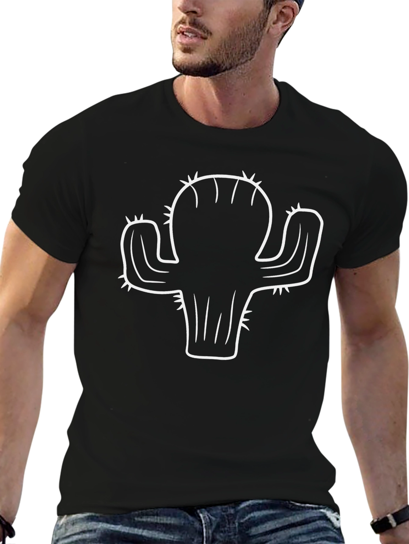 Cactus Graphic Tee - Black Cotton T-Shirt