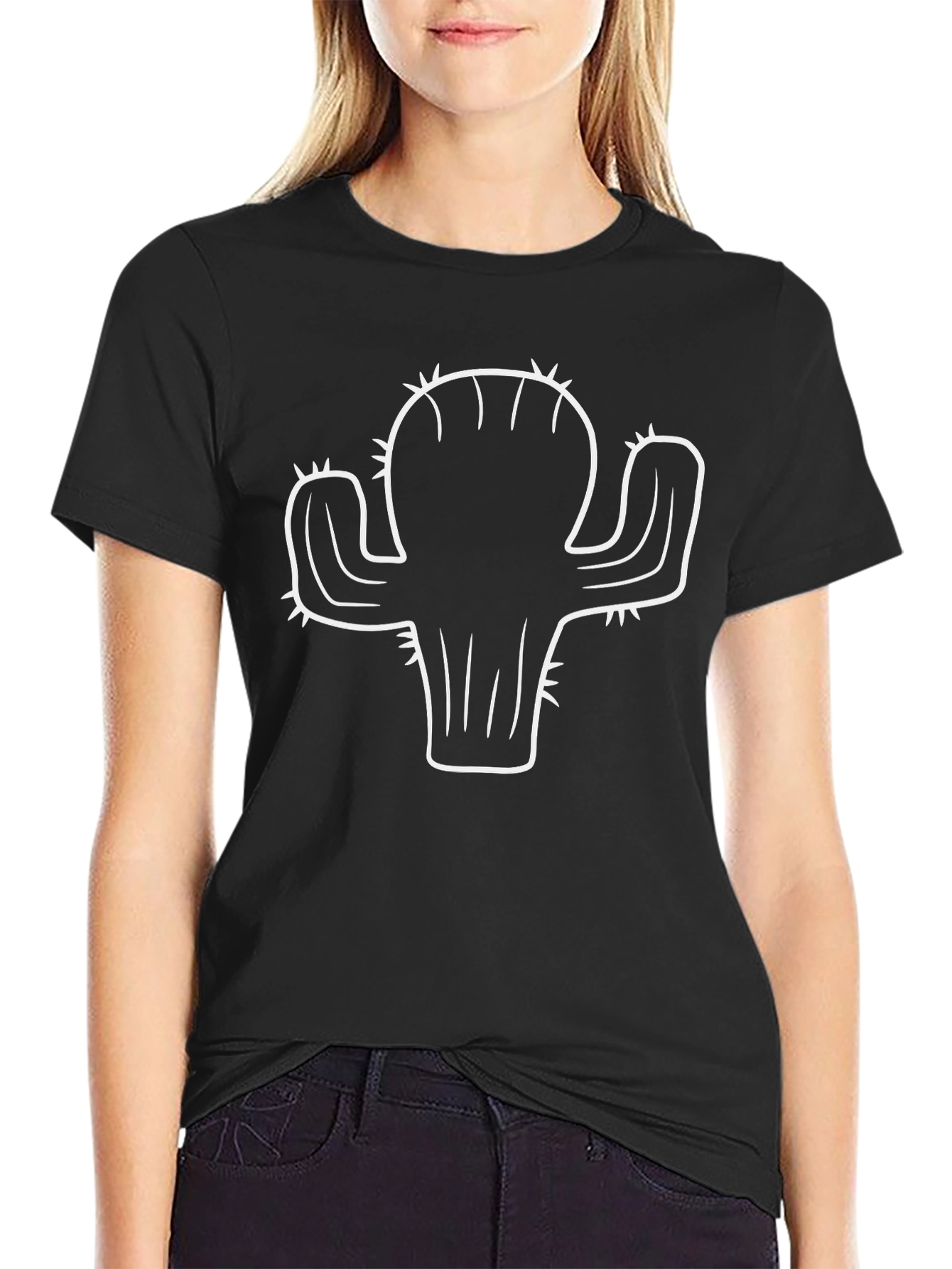 Cactus Graphic Tee - Black Cotton T-Shirt