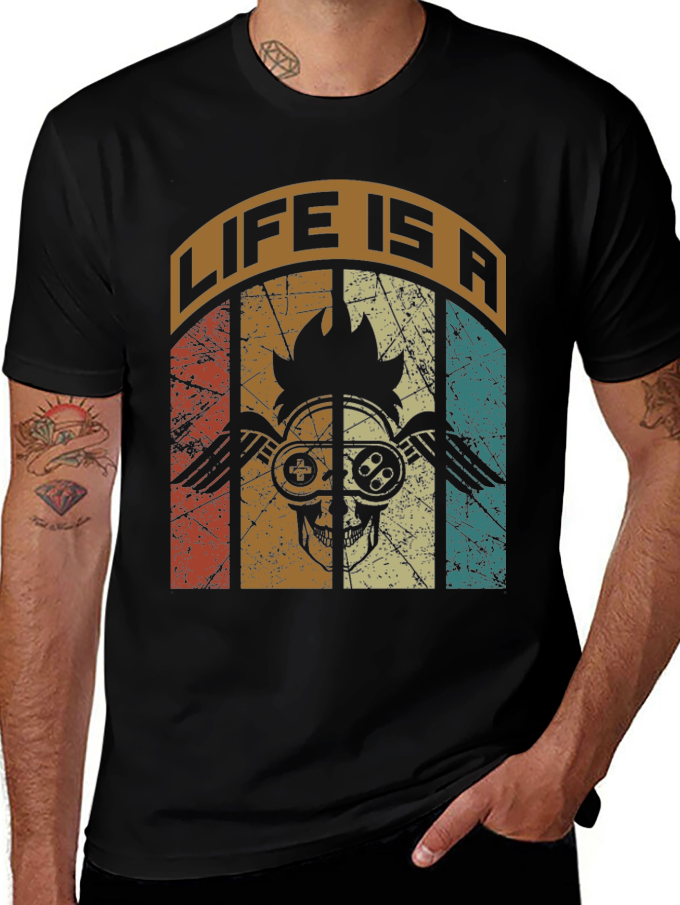 Life is a Game T-Shirt Skull Gamer Graphic Tee