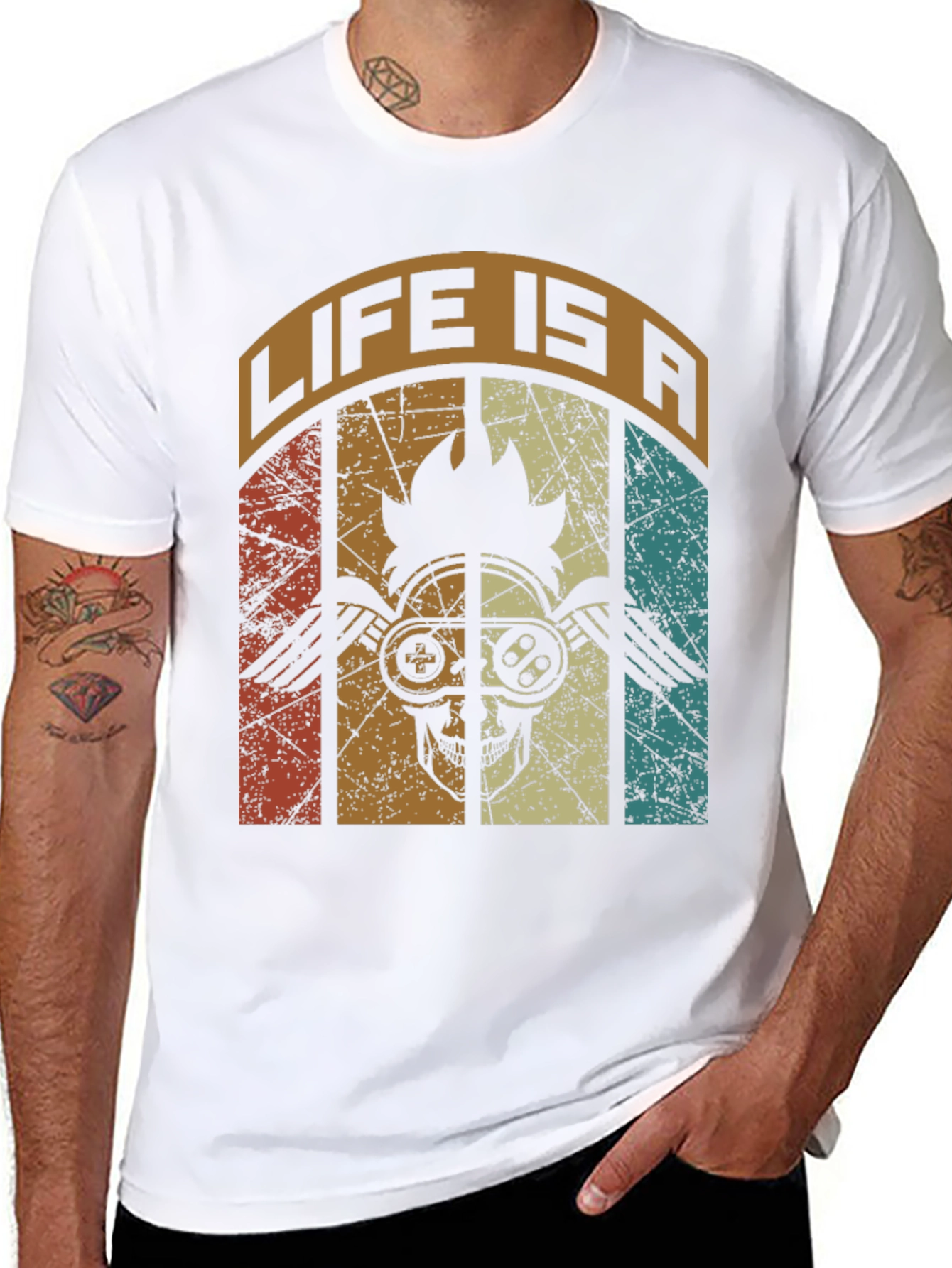 Life is a Game T-Shirt Skull Gamer Graphic Tee