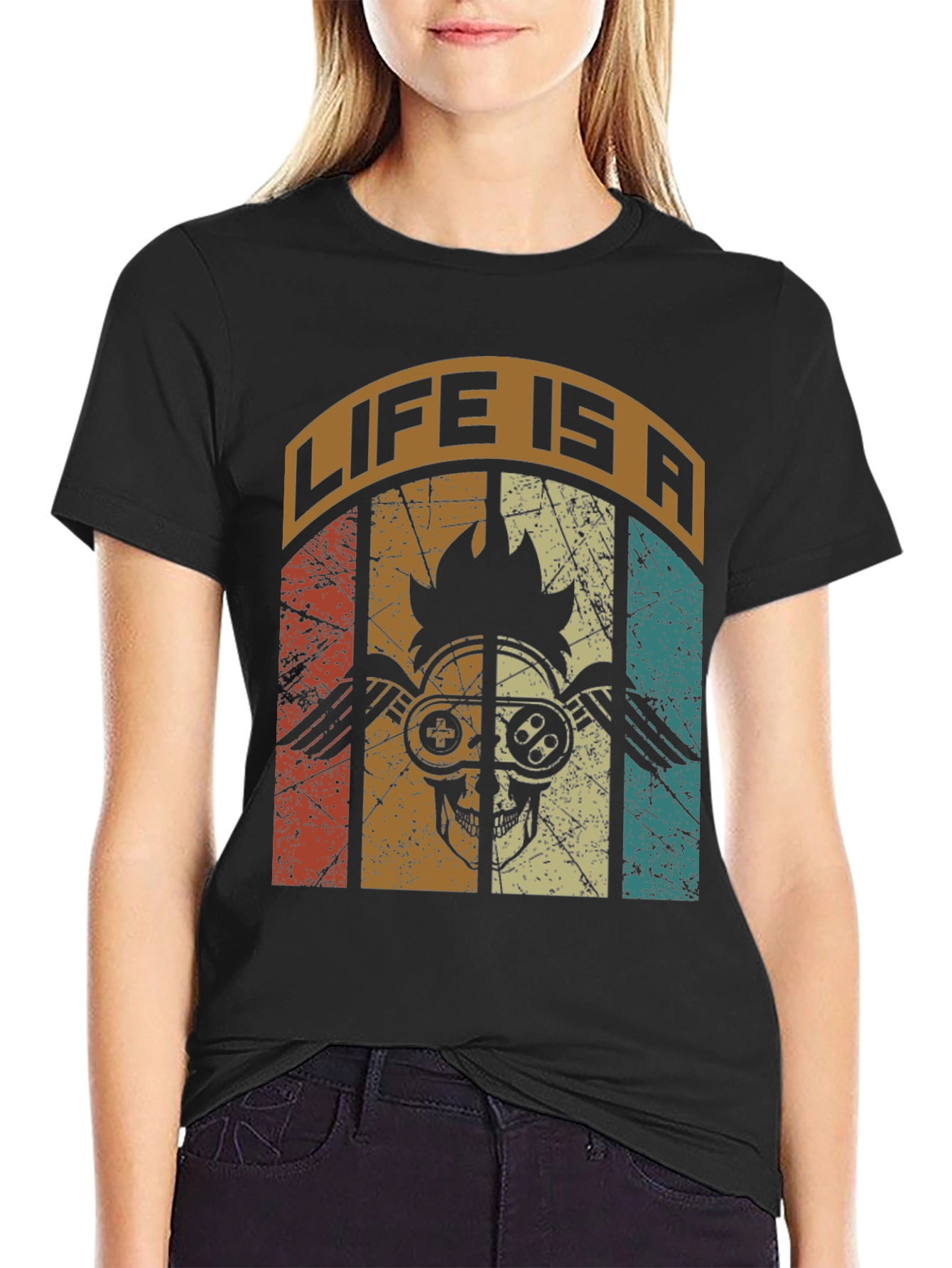 Life is a Game T-Shirt Skull Gamer Graphic Tee