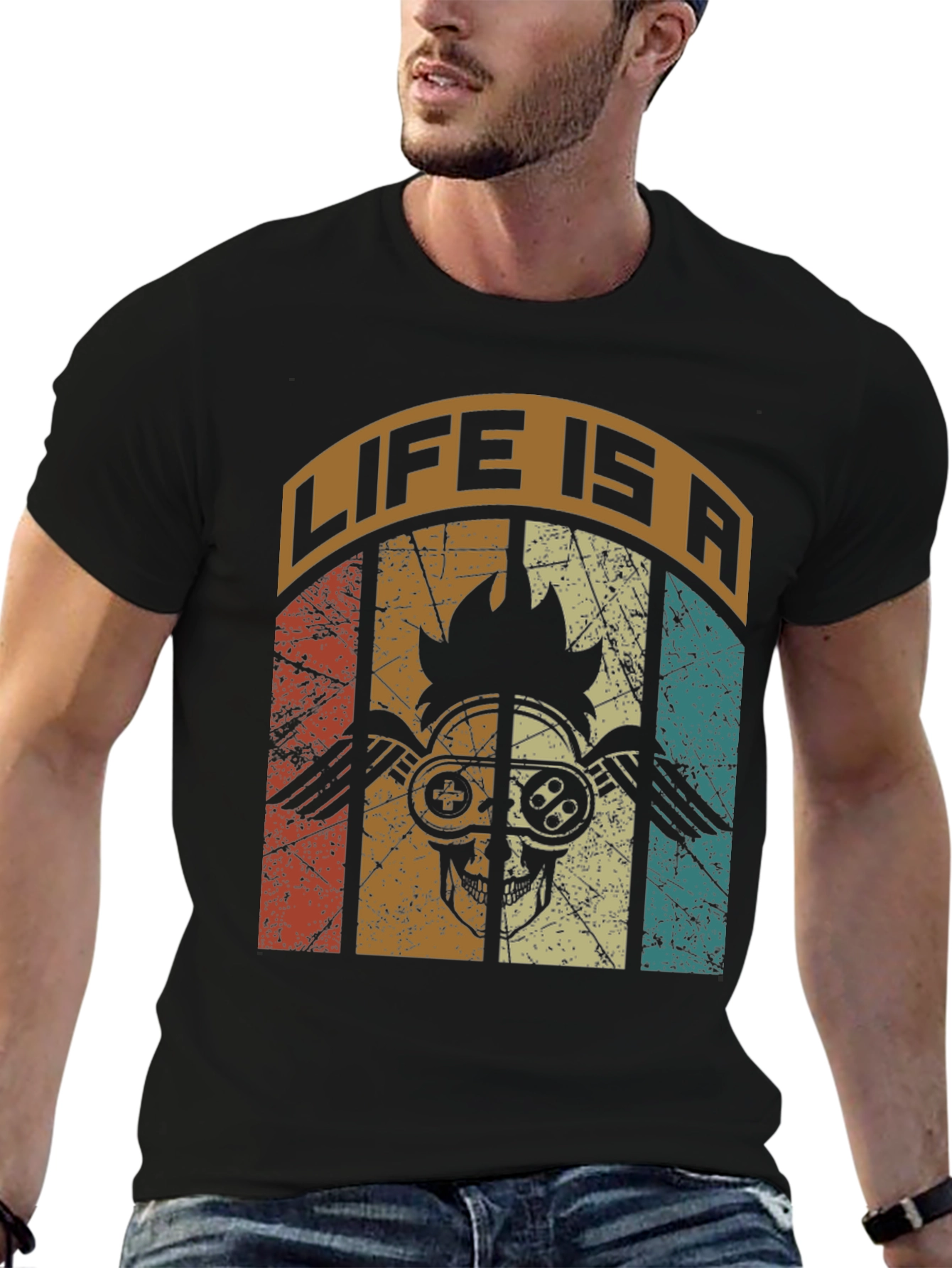 Life is a Game T-Shirt Skull Gamer Graphic Tee