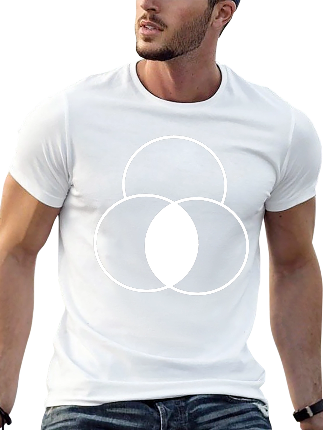 Geometric Circle Graphic Tee - Black Cotton Blend