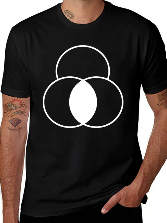 Geometric Circle Graphic Tee - Black Cotton Blend