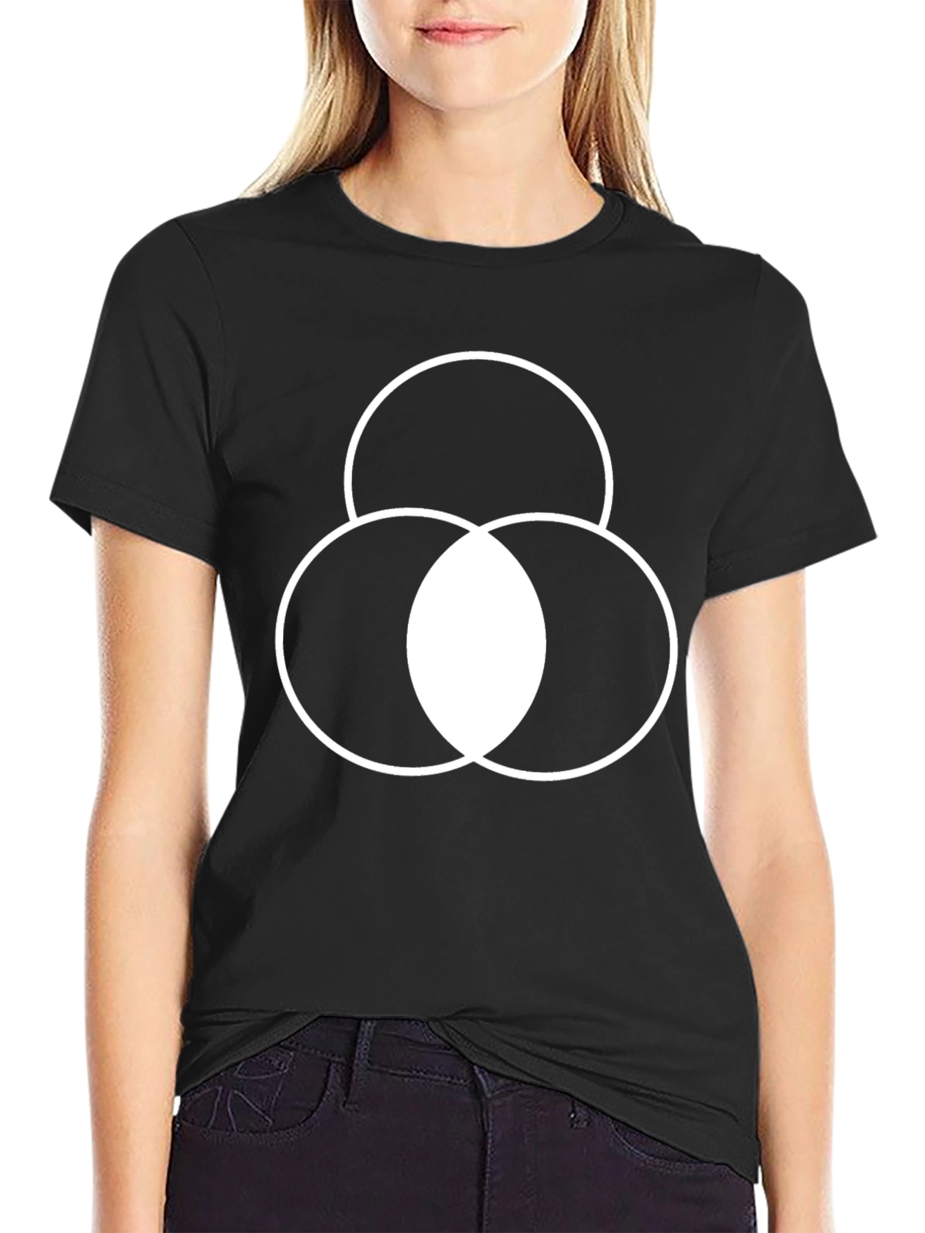 Geometric Circle Graphic Tee - Black Cotton Blend