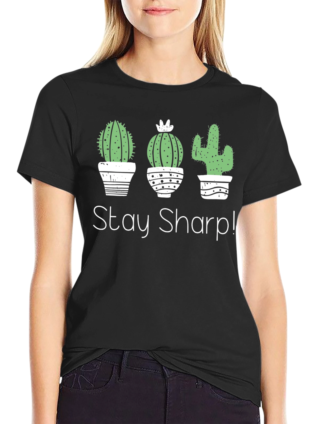 Stay Sharp Cactus T-Shirt - Unisex Black Cotton Tee