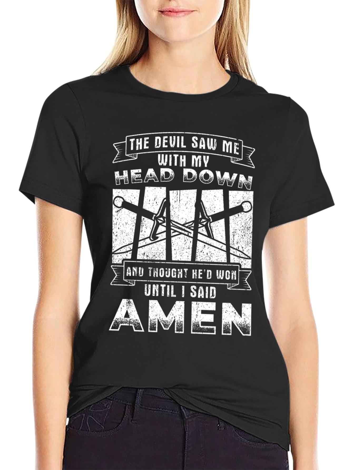 The Devil Saw Me Amen T-Shirt - Black