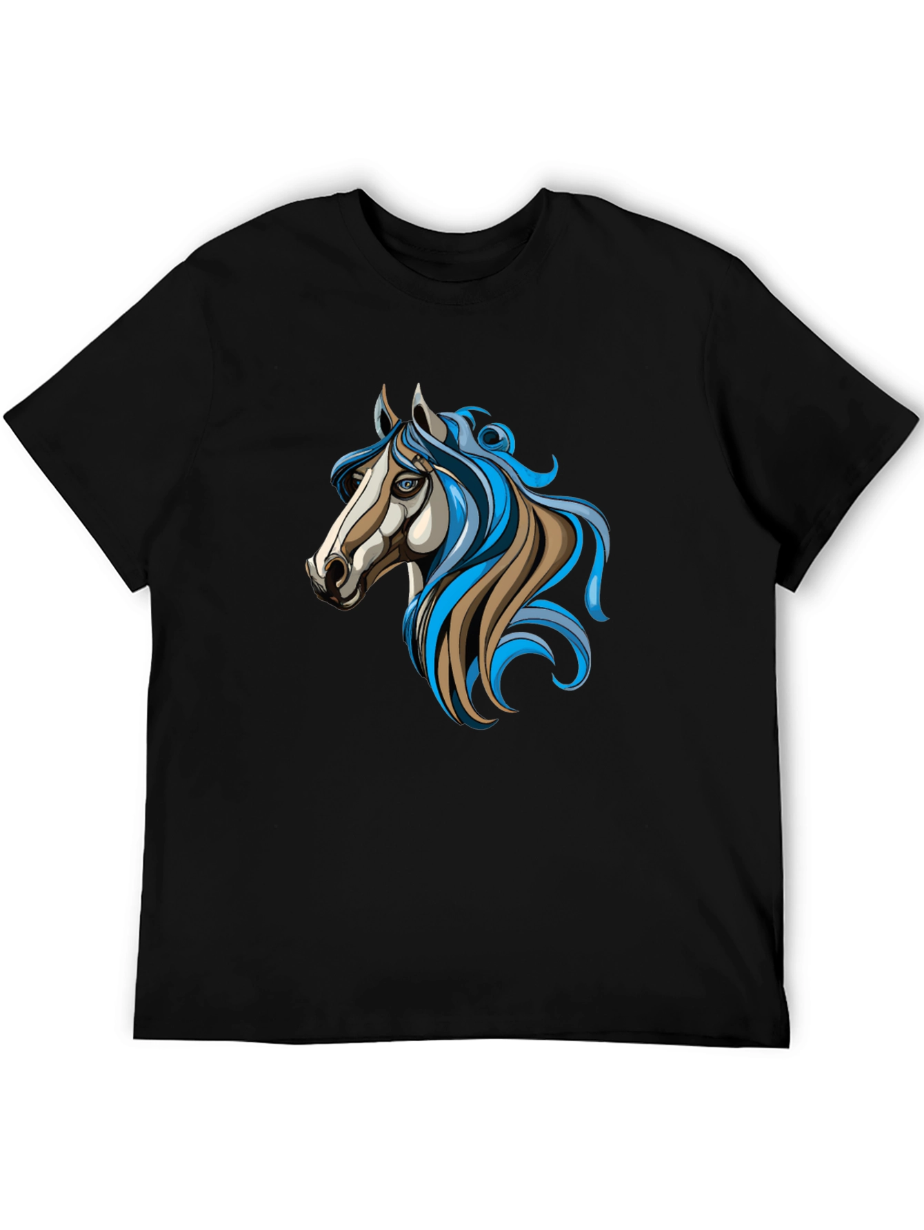 Horse Graphic Black Tee - Unique Artistic Design