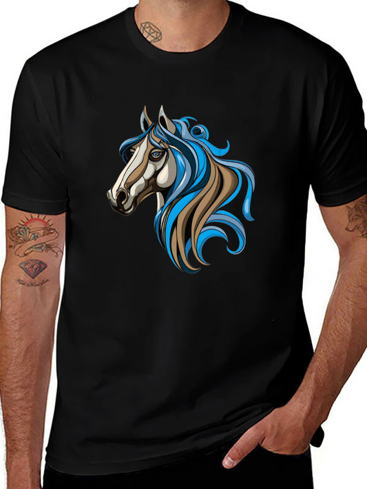 Horse Graphic Black Tee - Unique Artistic Design