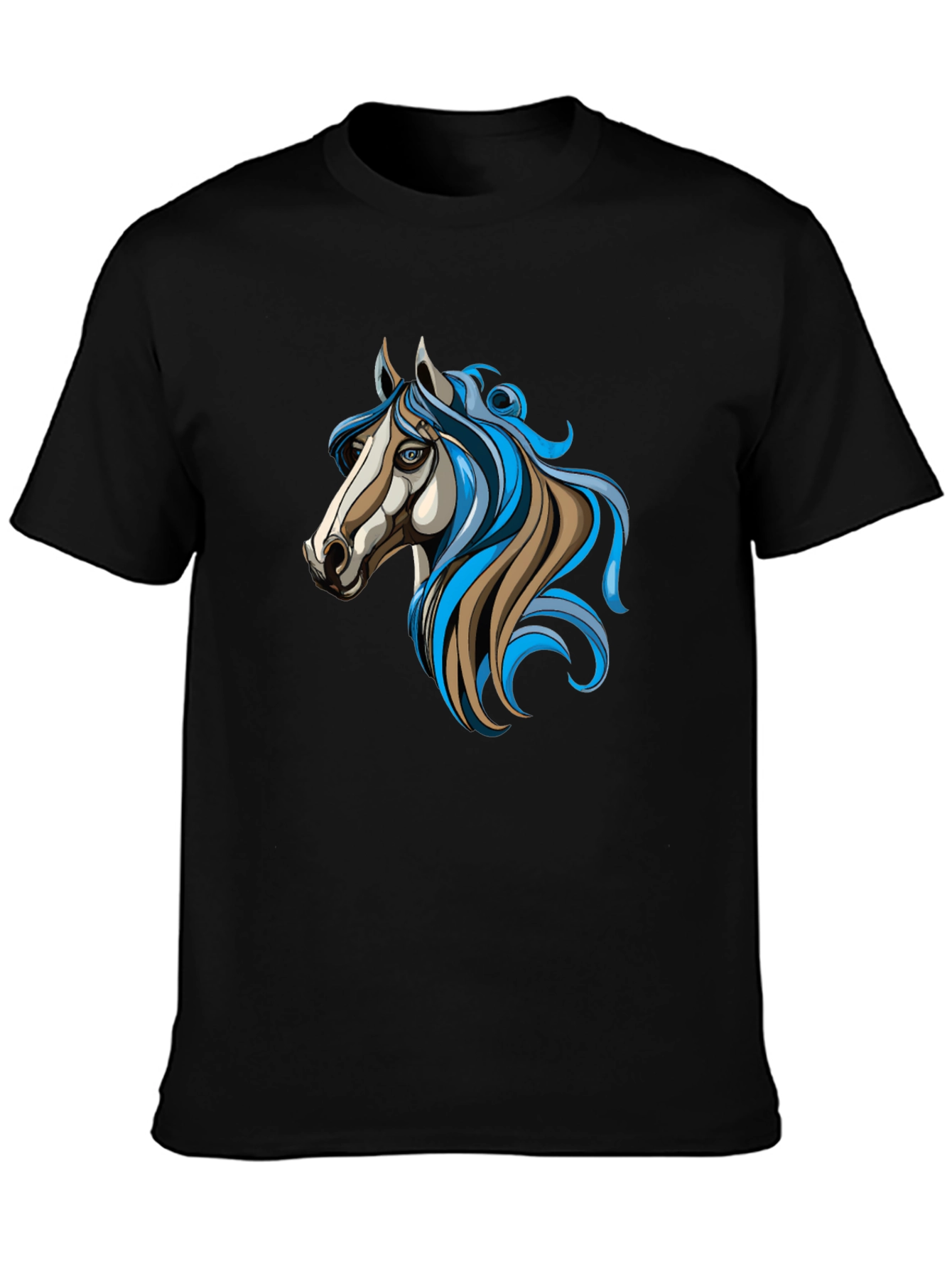 Horse Graphic Black Tee - Unique Artistic Design