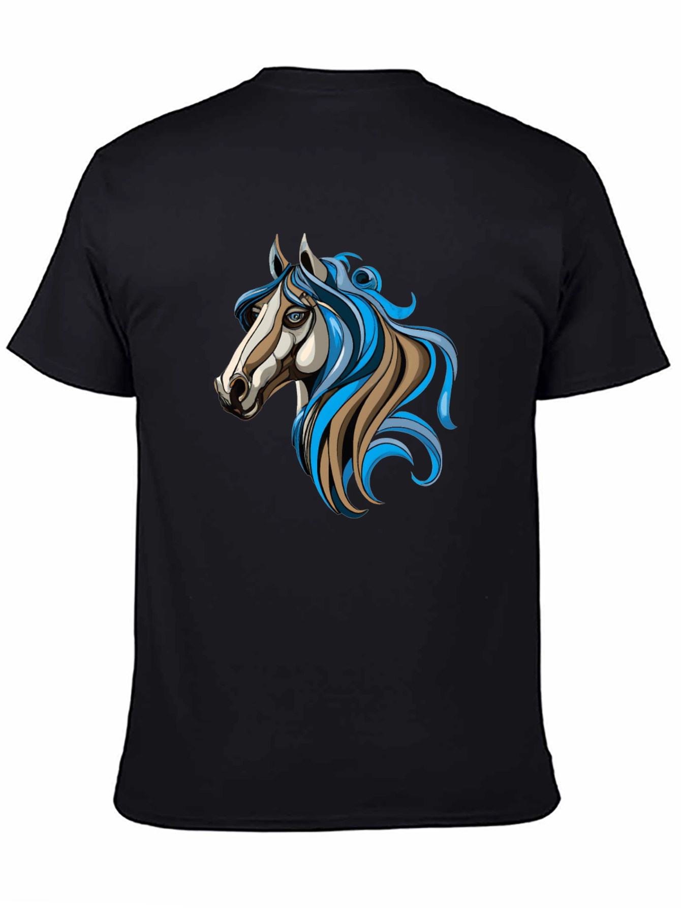 Horse Graphic Black Tee - Unique Artistic Design