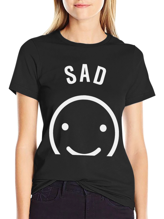 Sad Face Graphic Tee - Unisex Black Cotton T-Shirt
