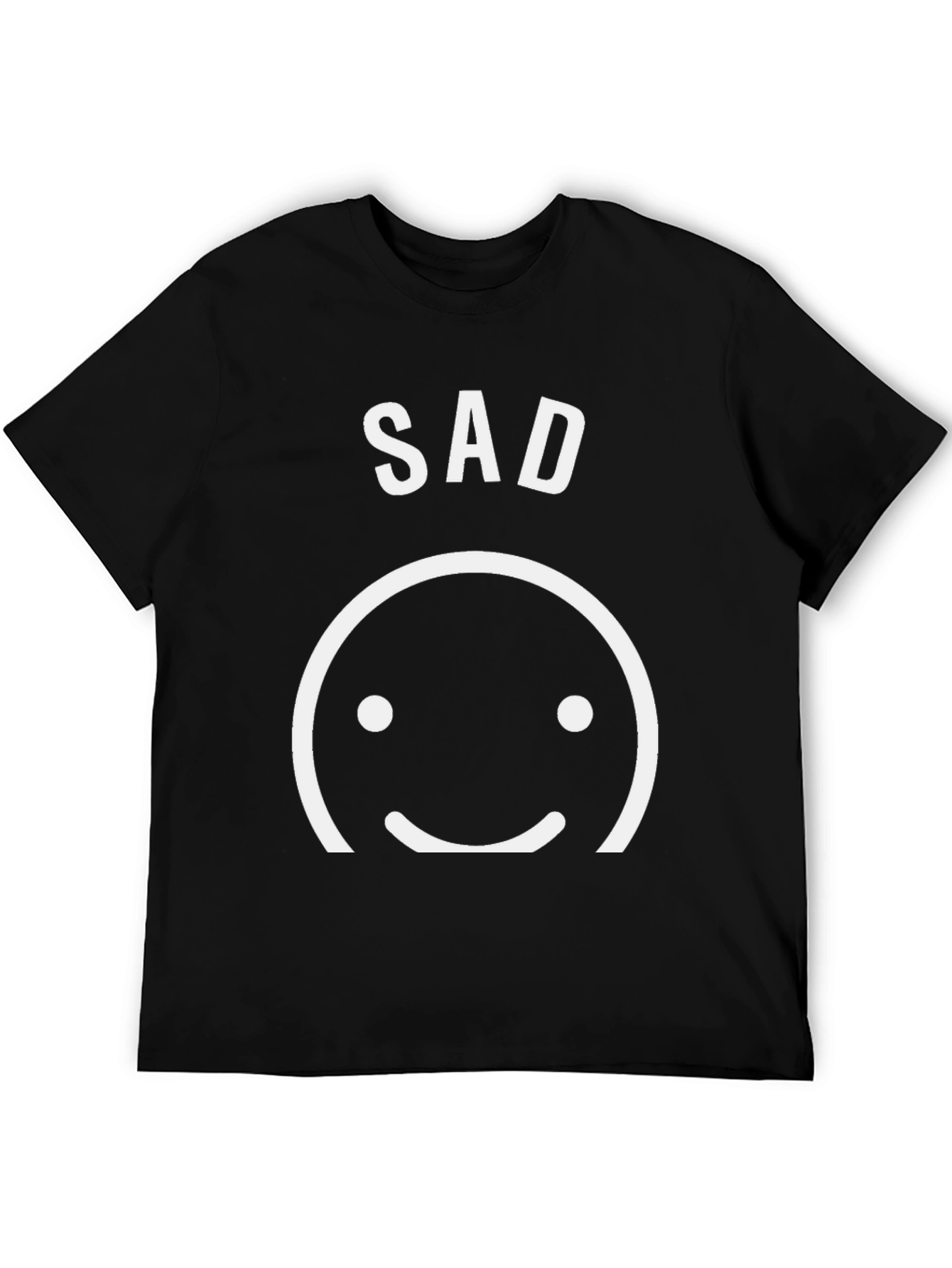 Sad Face Graphic Tee - Unisex Black Cotton T-Shirt