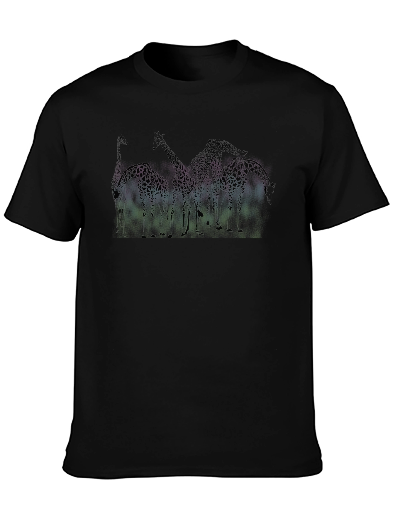 Giraffe Graphic Tee - Mens Black Crew Neck T-Shirt