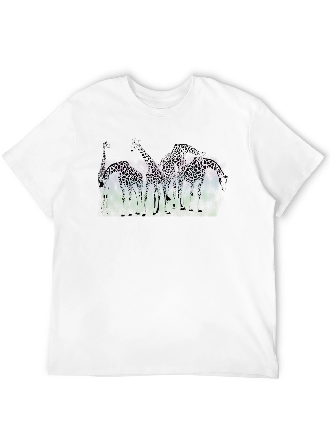 Giraffe Graphic Tee - Mens Black Crew Neck T-Shirt
