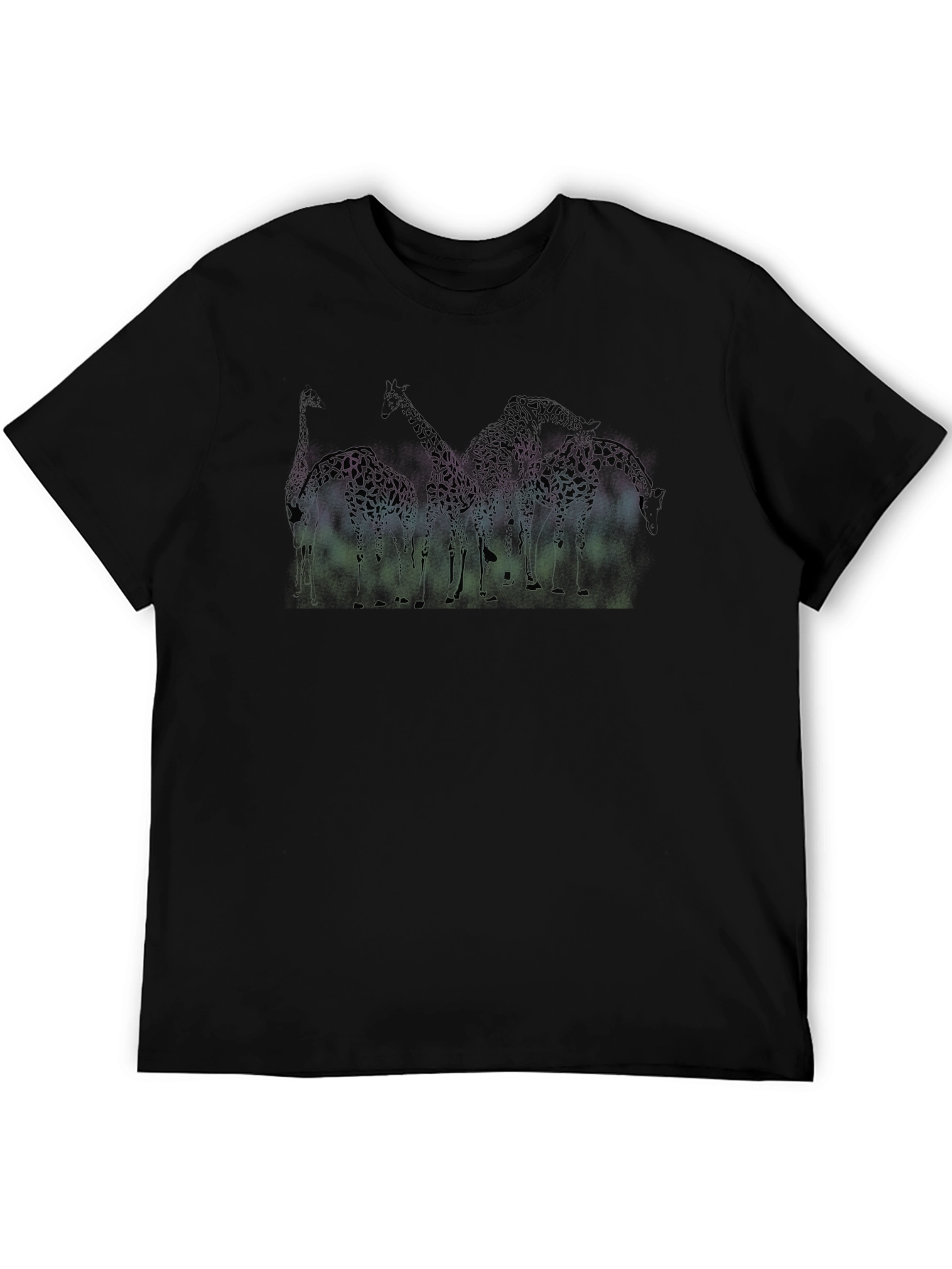 Giraffe Graphic Tee - Mens Black Crew Neck T-Shirt