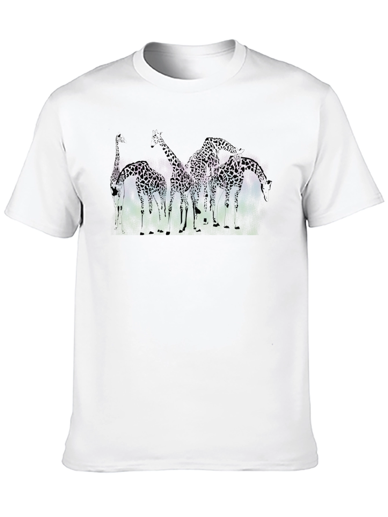 Giraffe Graphic Tee - Mens Black Crew Neck T-Shirt