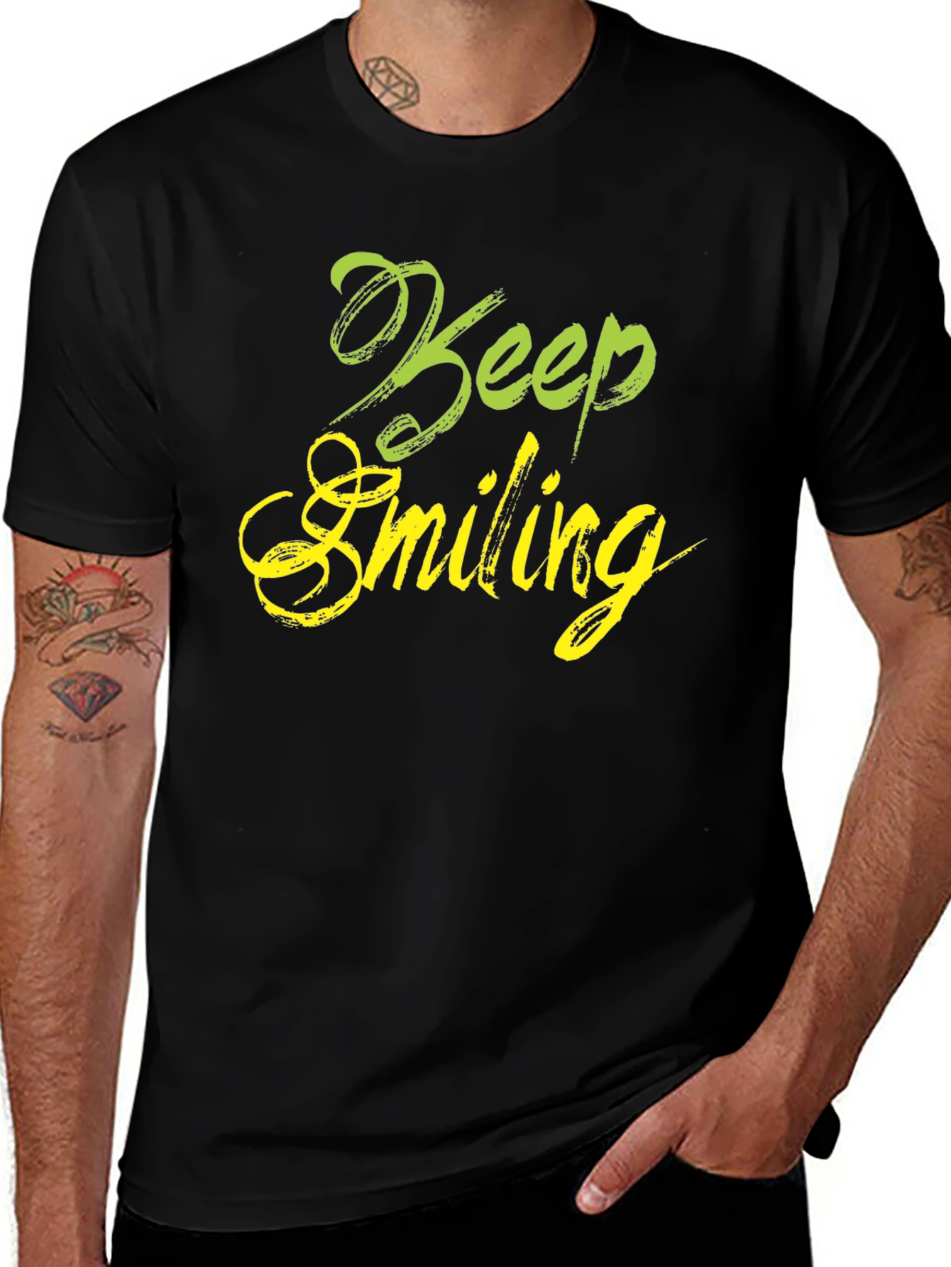 Keep Smiling Black Graphic T-Shirt