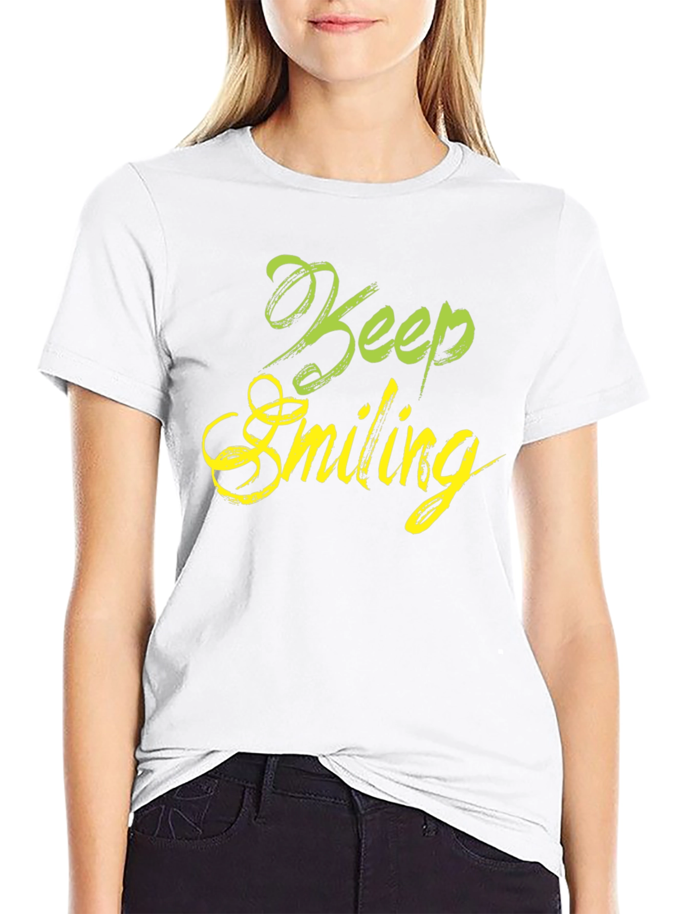 Keep Smiling Black Graphic T-Shirt