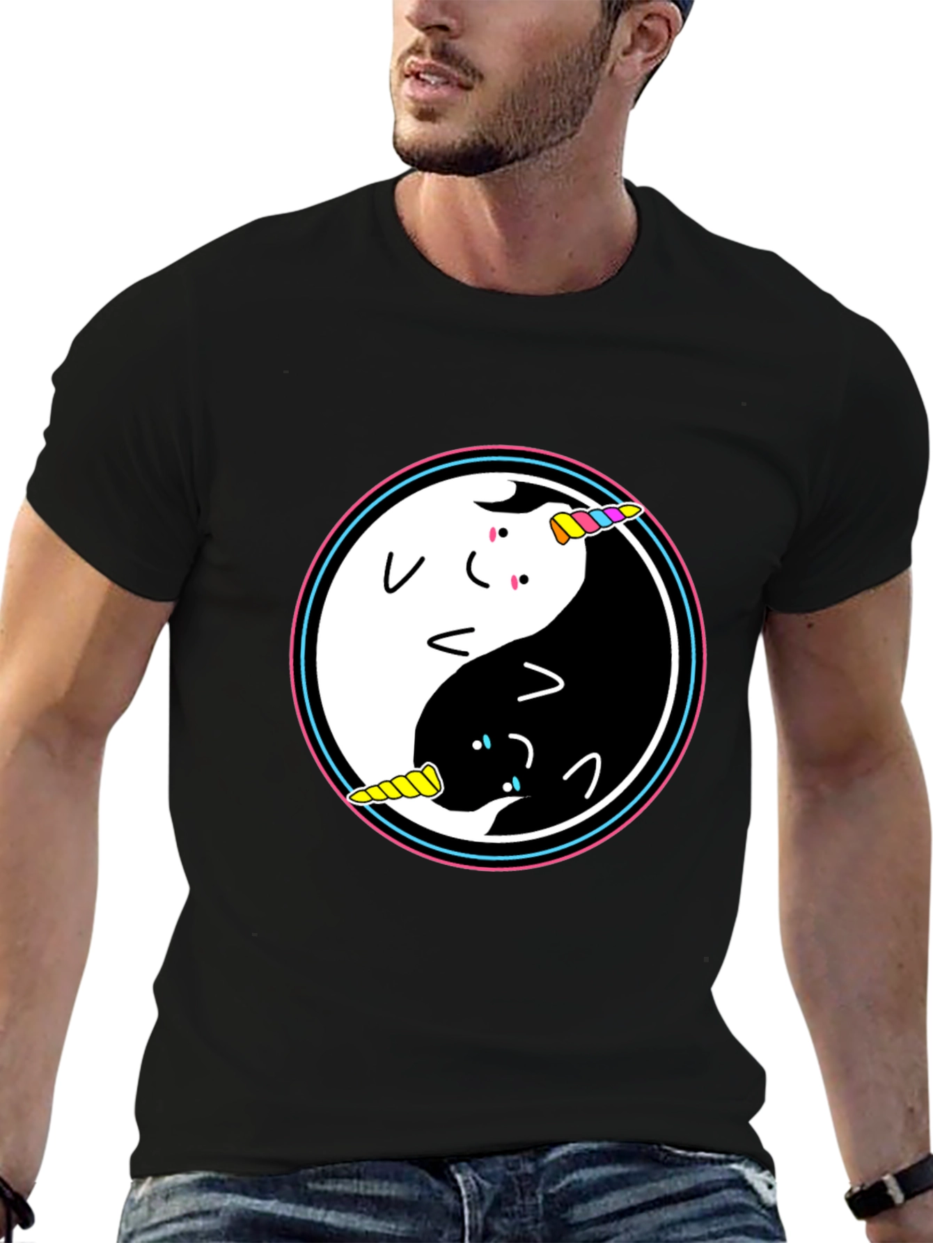 Yin Yang Unicorn Graphic T-Shirt