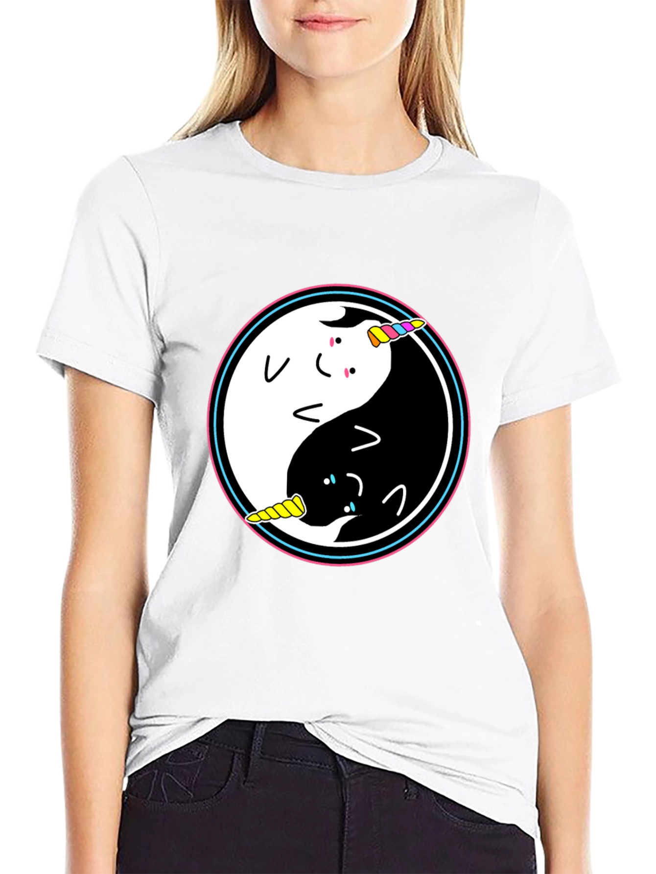Yin Yang Unicorn Graphic T-Shirt