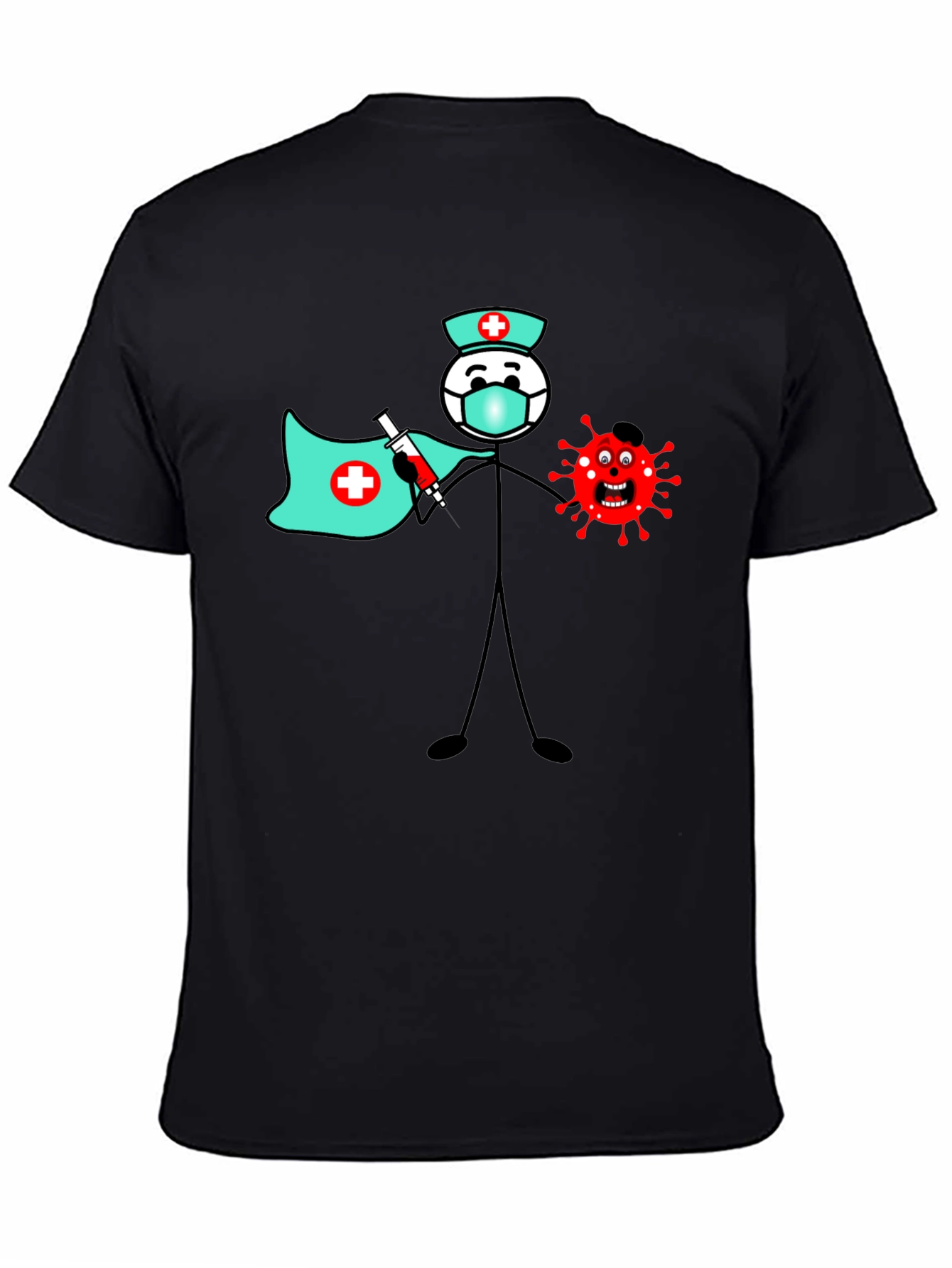 Superhero Nurse Cartoon Graphic T-Shirt