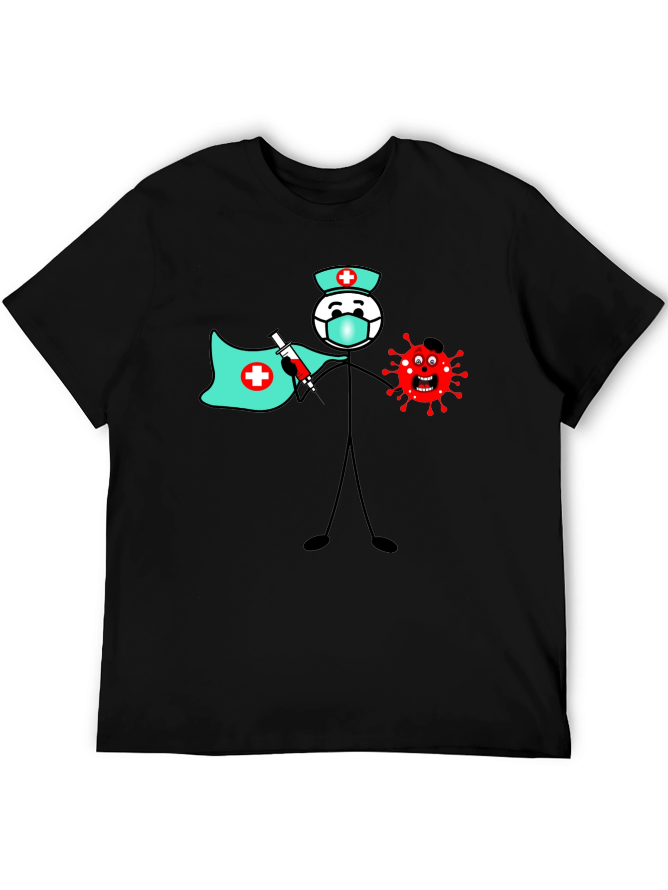 Superhero Nurse Cartoon Graphic T-Shirt