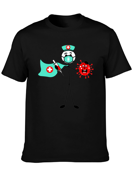 Superhero Nurse Cartoon Graphic T-Shirt