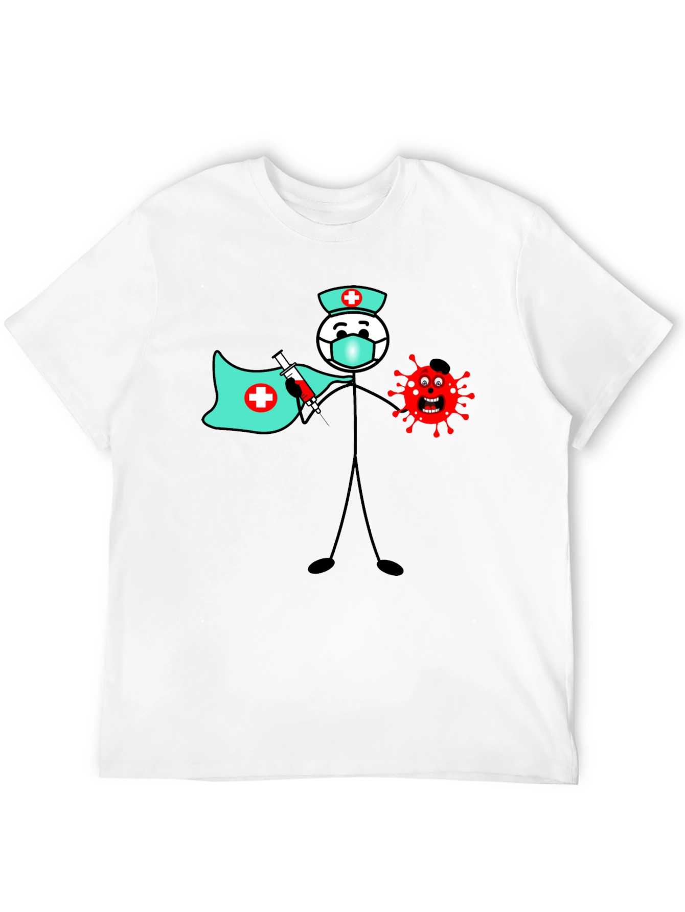 Superhero Nurse Cartoon Graphic T-Shirt