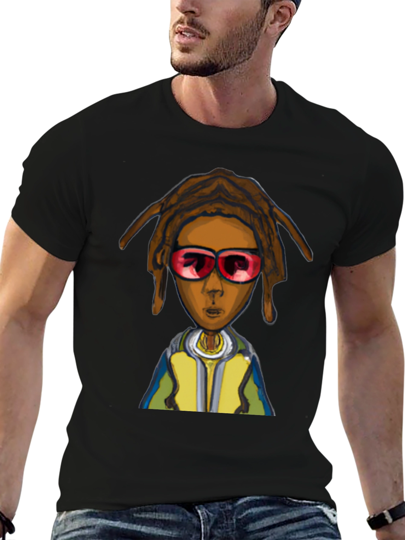 Cartoon Character Graphic Black Tee