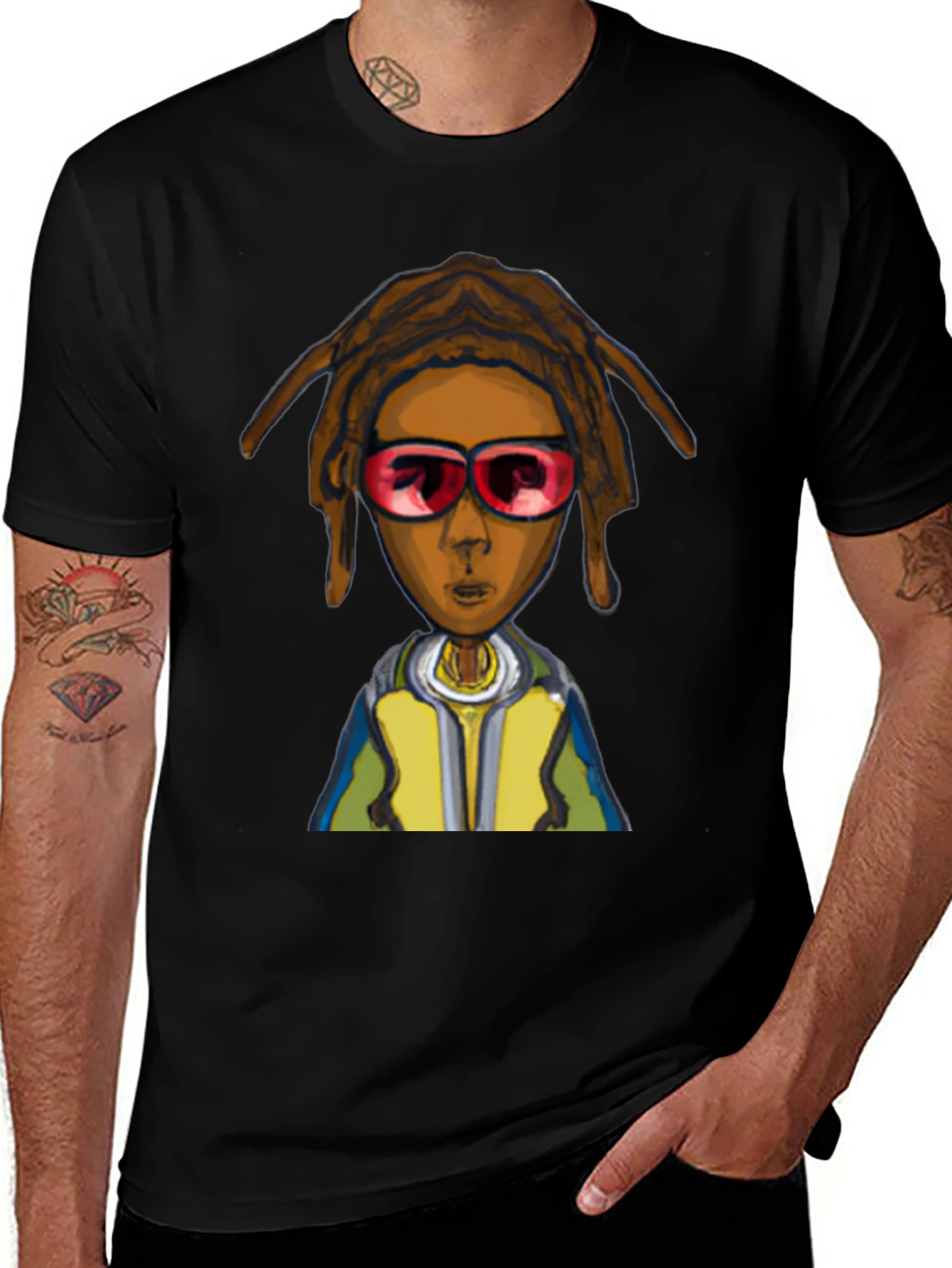 Cartoon Character Graphic Black Tee