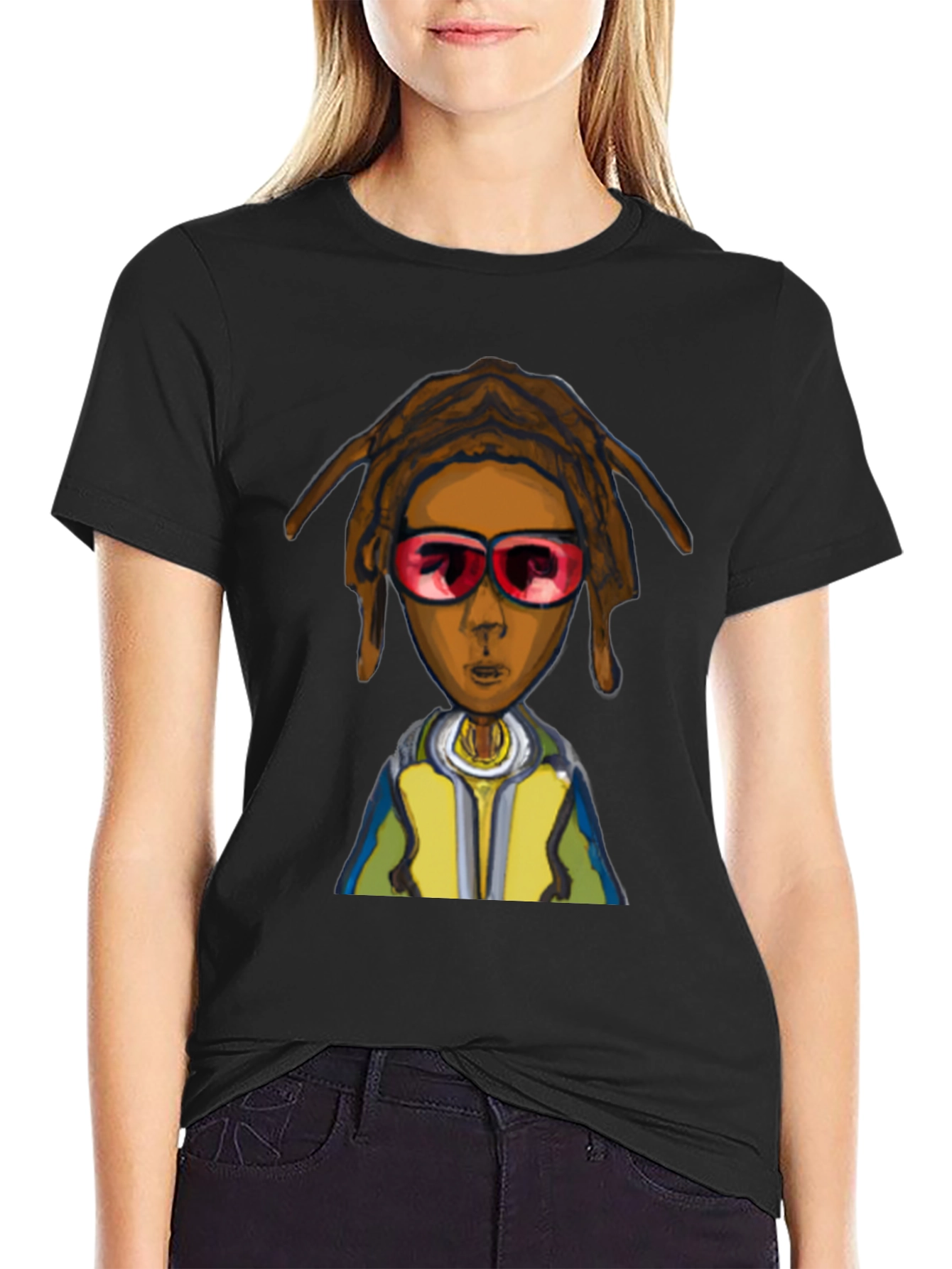Cartoon Character Graphic Black Tee