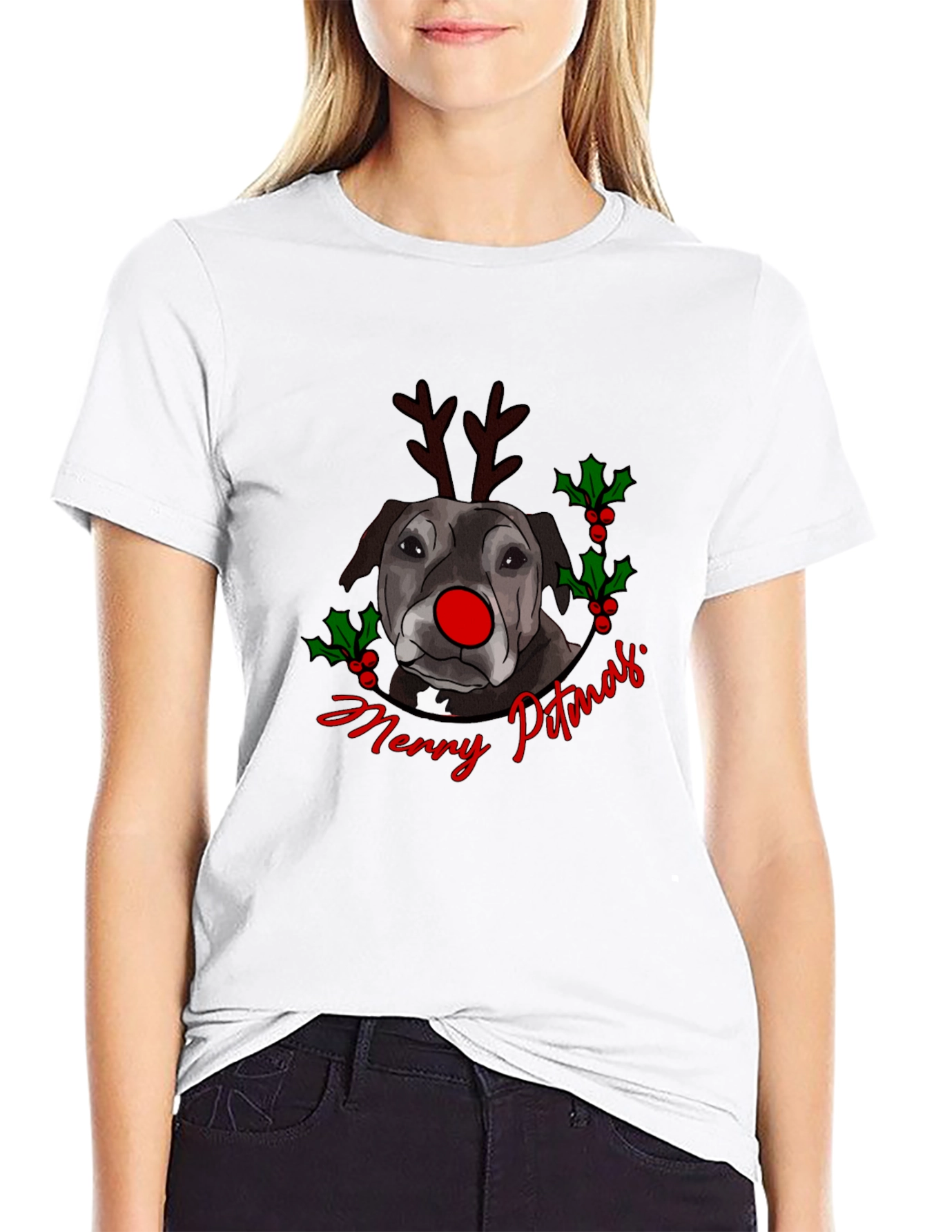 Merry Pitmas Dog Christmas T-Shirt