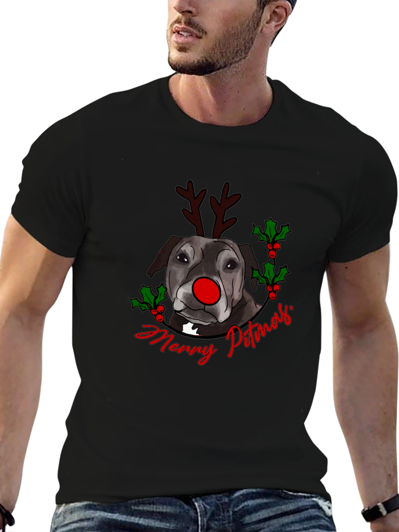Merry Pitmas Dog Christmas T-Shirt