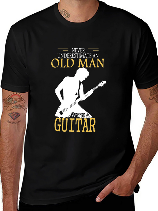 Never Underestimate Old Man Guitar T-Shirt
