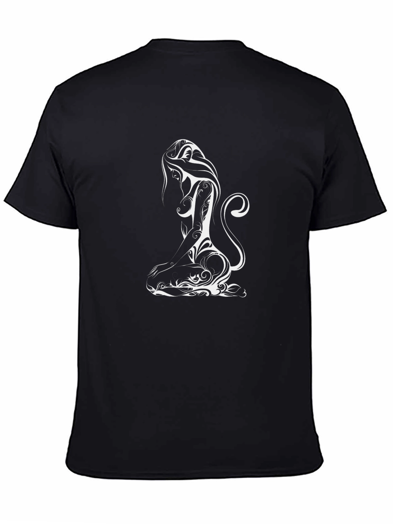 Black T-Shirt with White Tribal Woman Design