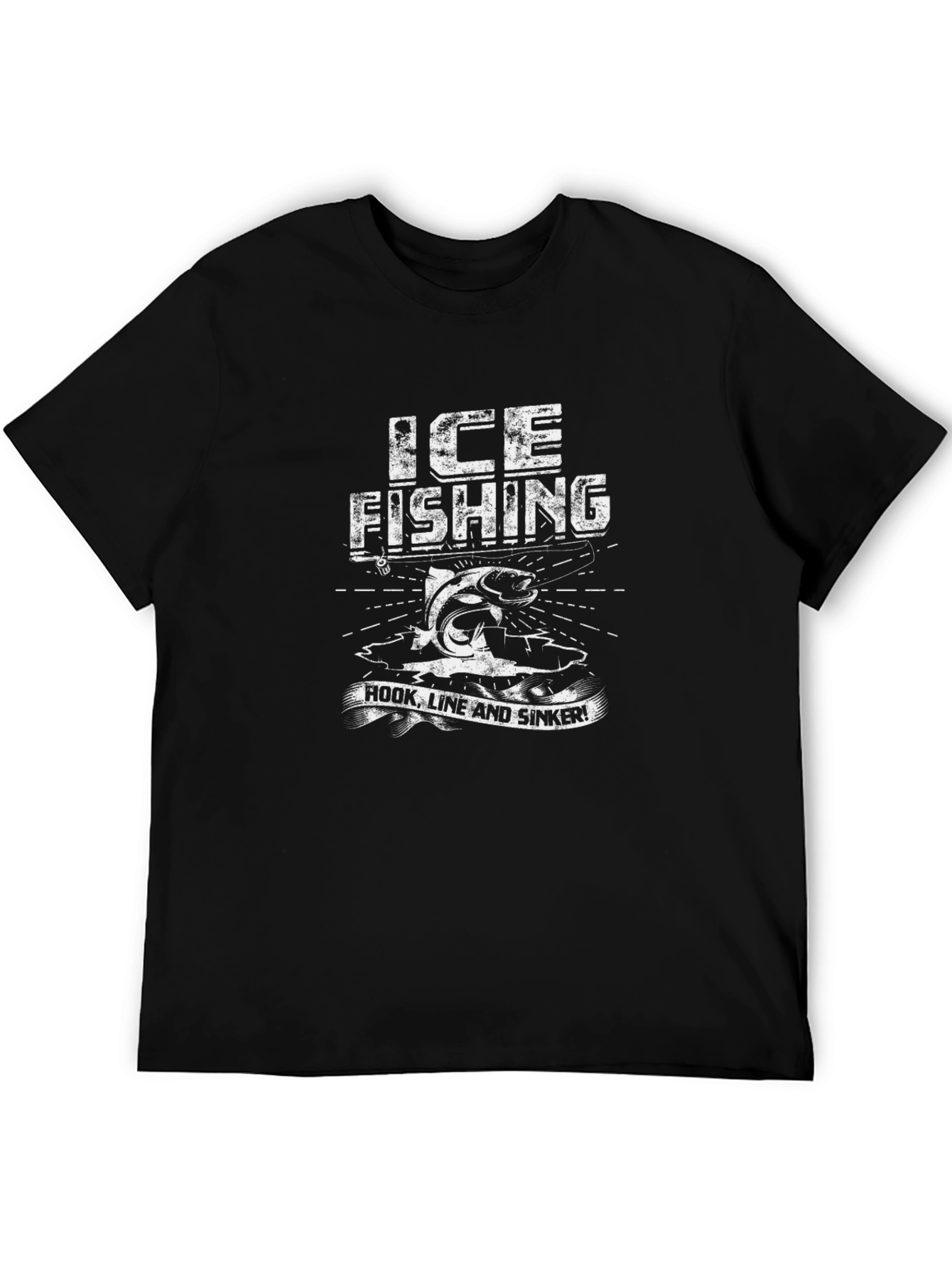 Ice Fishing Hook Line and Sinker T-Shirt
