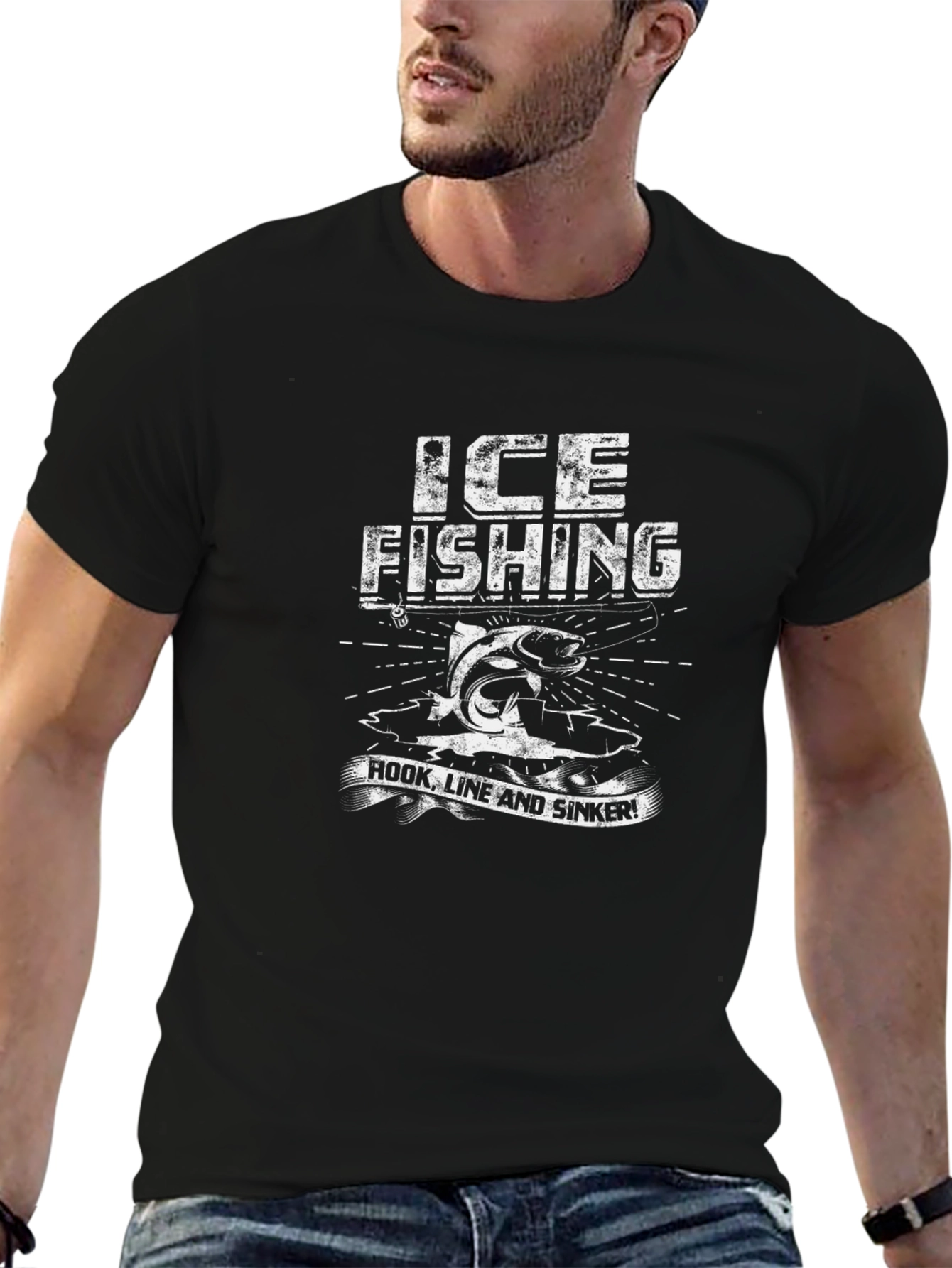 Ice Fishing Hook Line and Sinker T-Shirt