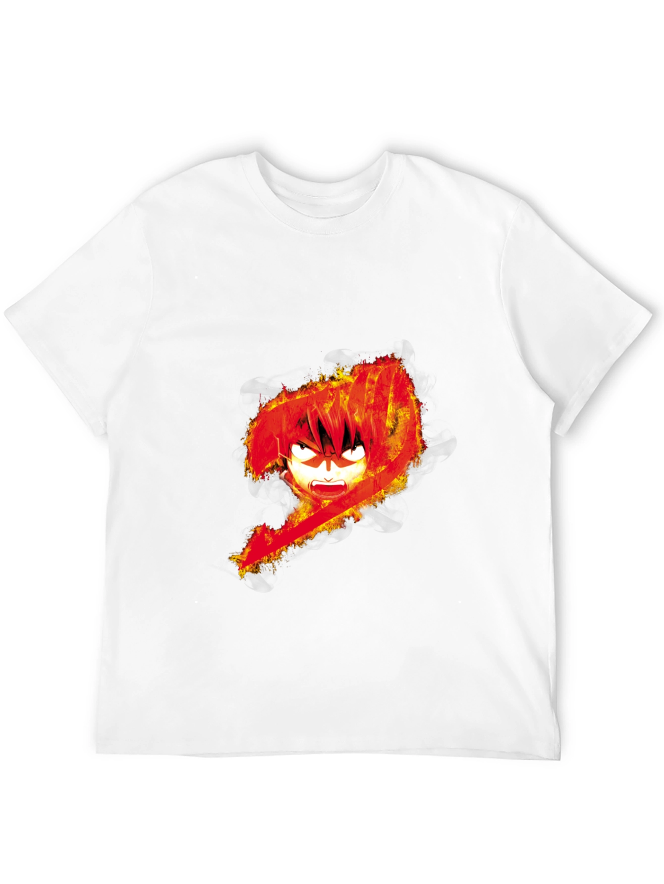 Fiery Anime Graphic Black T-Shirt