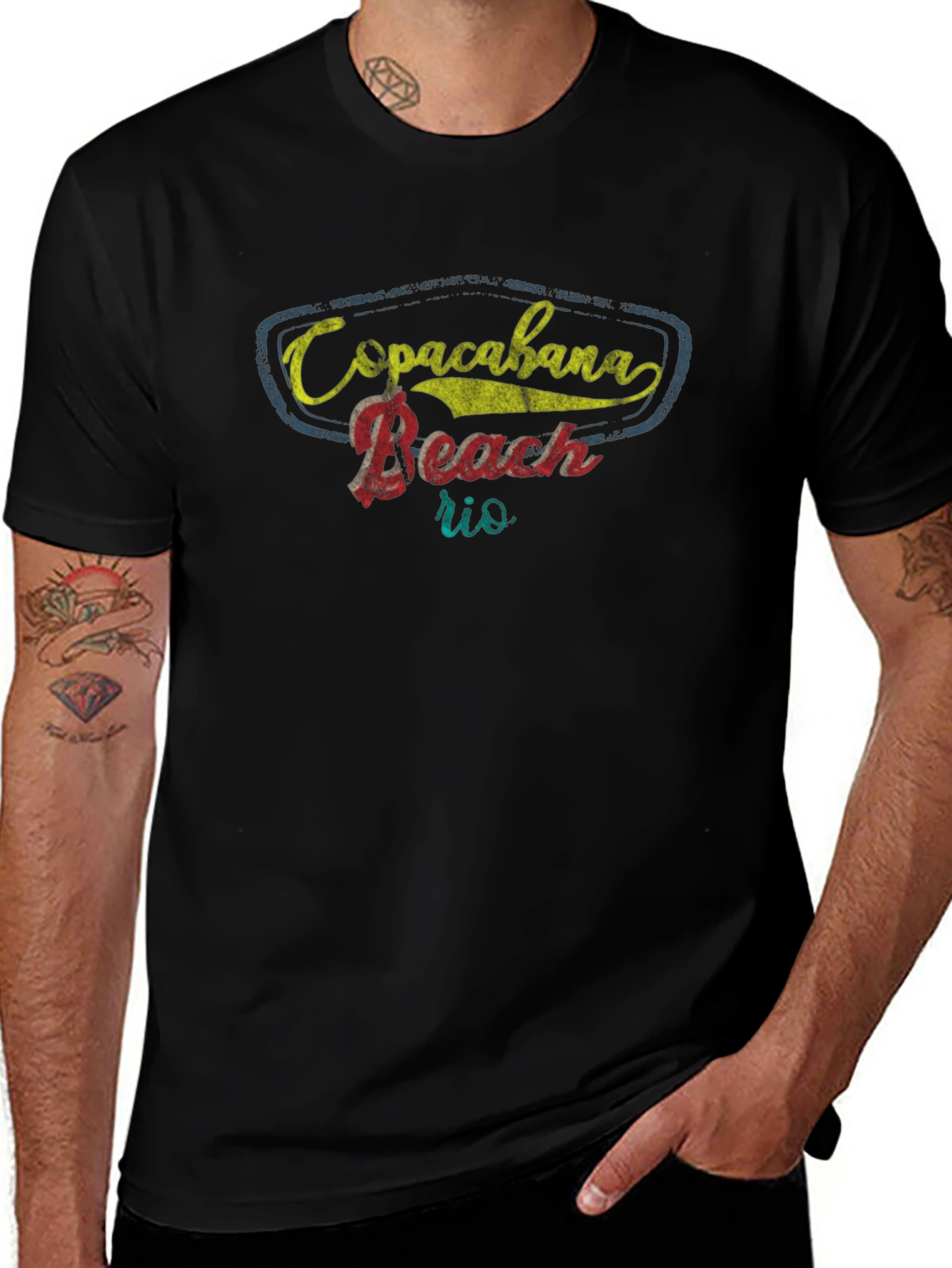 Copacabana Beach Rio Graphic Tee - Retro Style