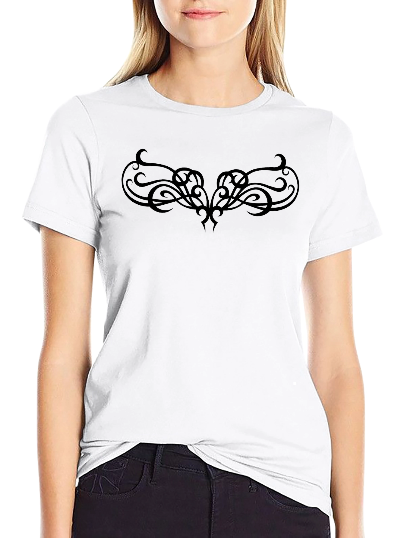 Mens Black Tee with Tribal Tattoo Design