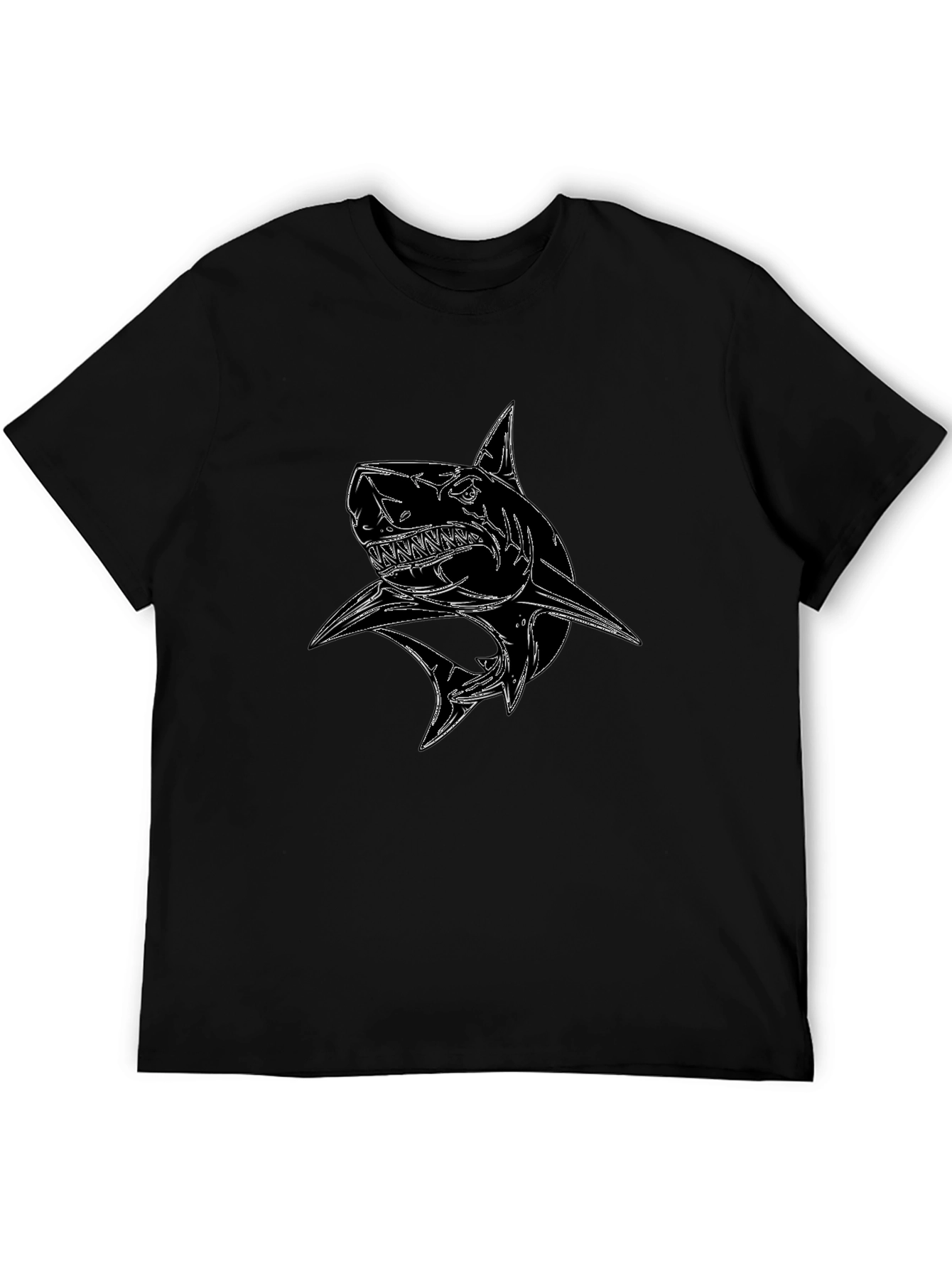 Shark Graphic Black T-Shirt - Stylish Cotton Tee