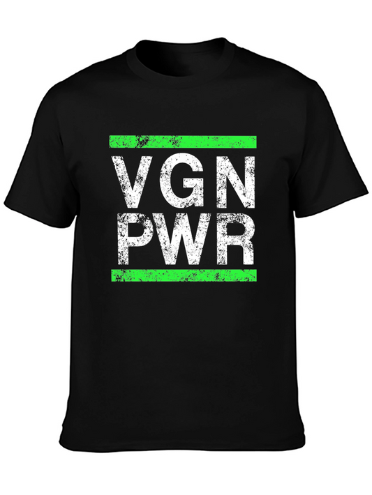 VGN PWR Vegan T-Shirt - Green & White Graphic Tee
