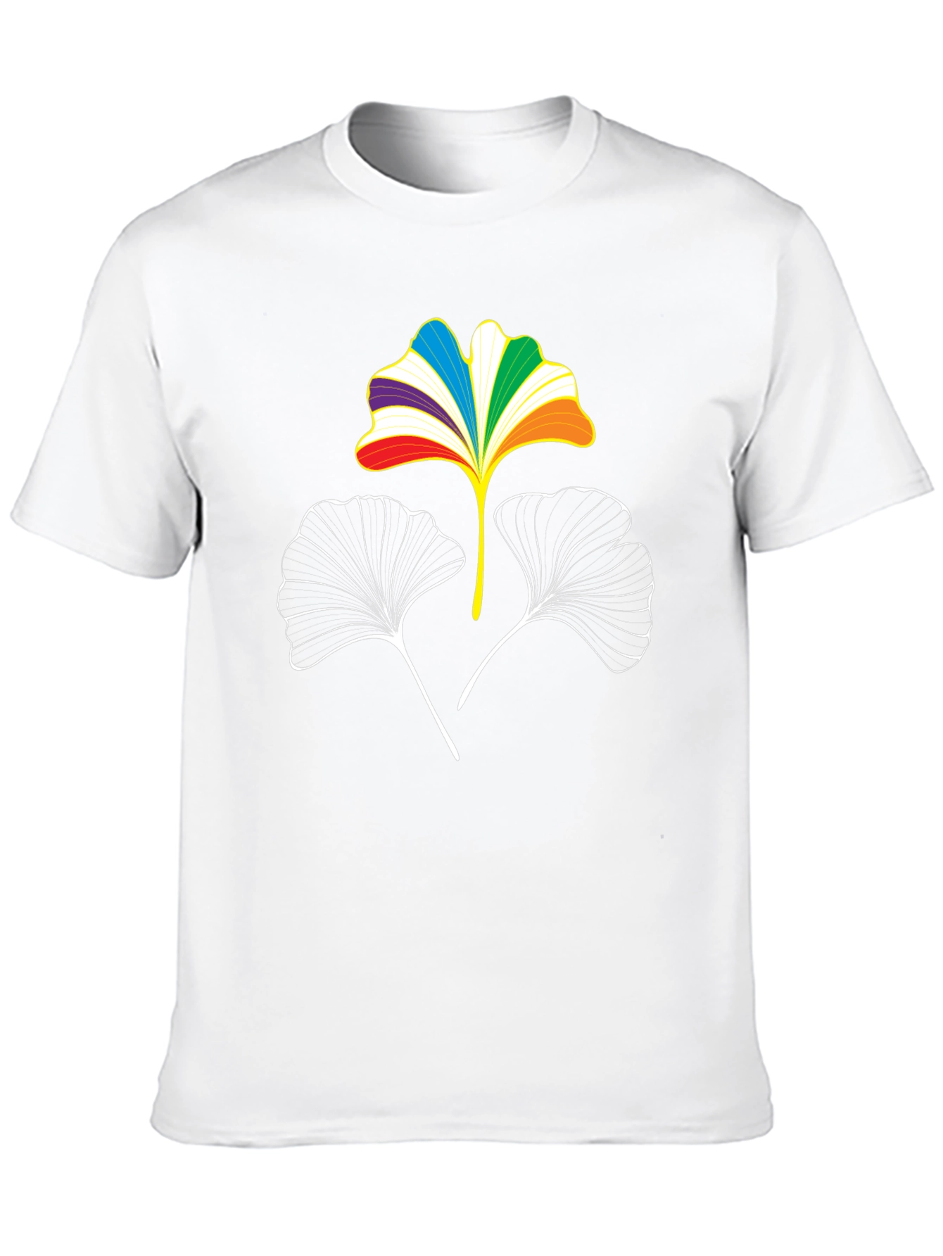 Rainbow Ginkgo Leaf Graphic Tee - Black