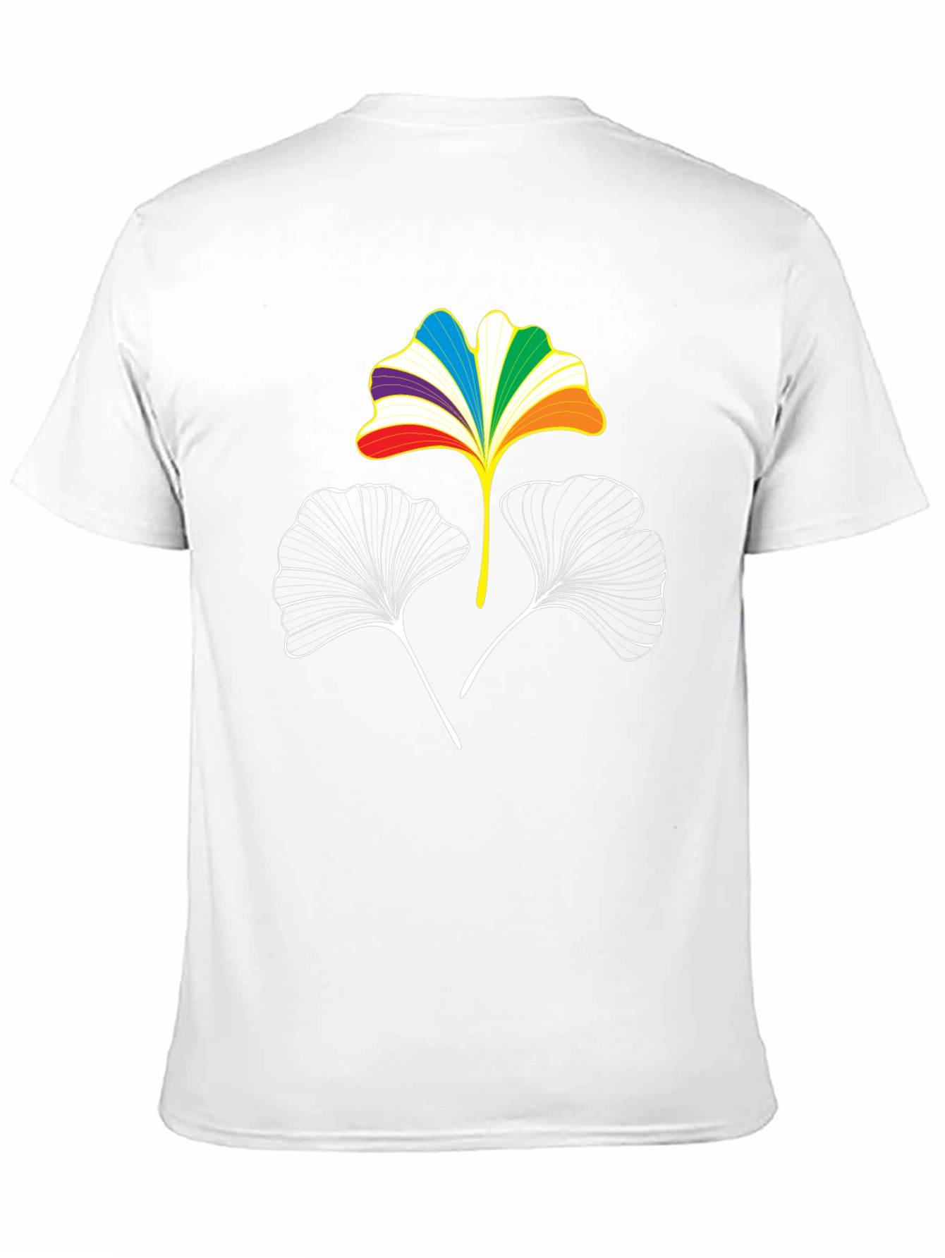 Rainbow Ginkgo Leaf Graphic Tee - Black